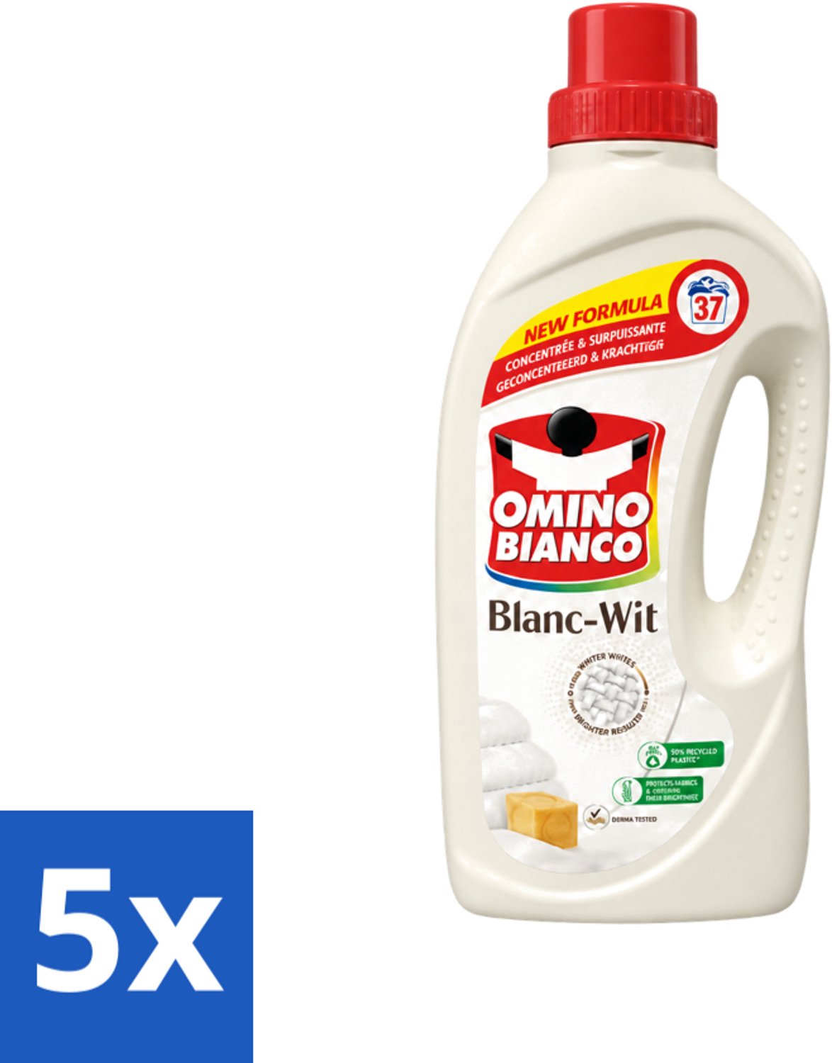 5 x Omino Bianco - Wasmiddel - Geconcentreerd & Krachtig - Witte Was - 37 Wasbeurten - Voordeelverpakking - 5 stuks