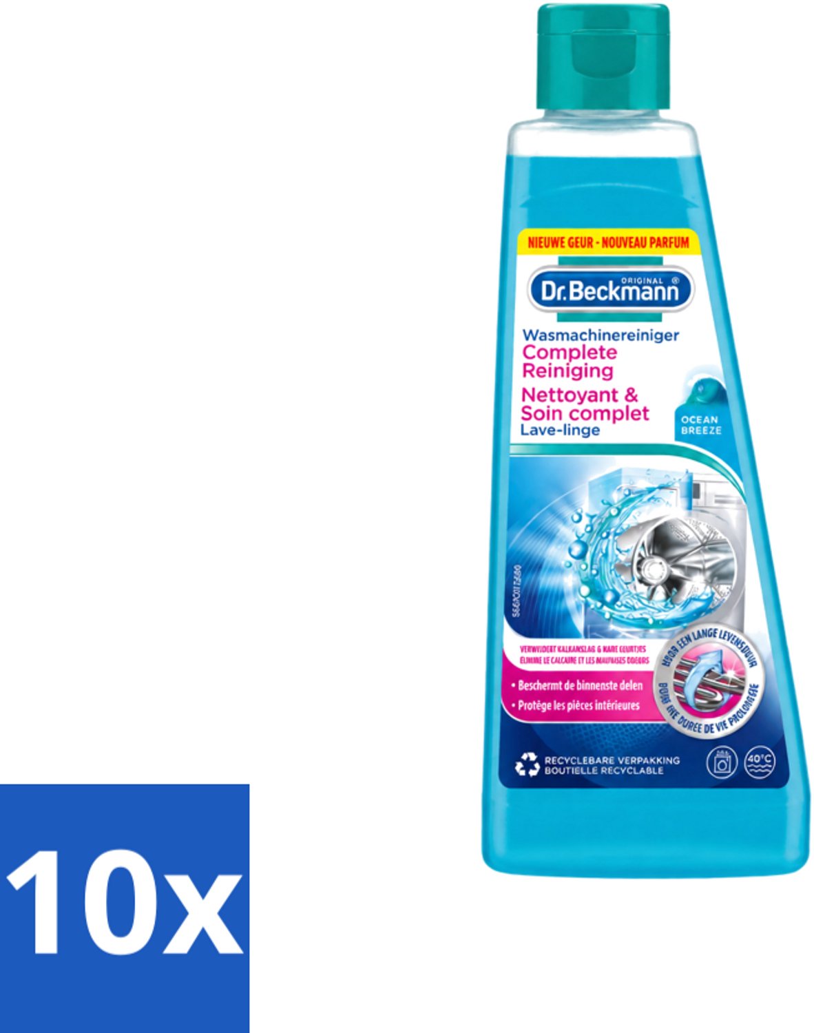 10 x Dr.Beckmann - Wasmachinereiniger - Ocean Breeze - Anti-Kalk - 250 ml - Voordeelverpakking - 10 stuks