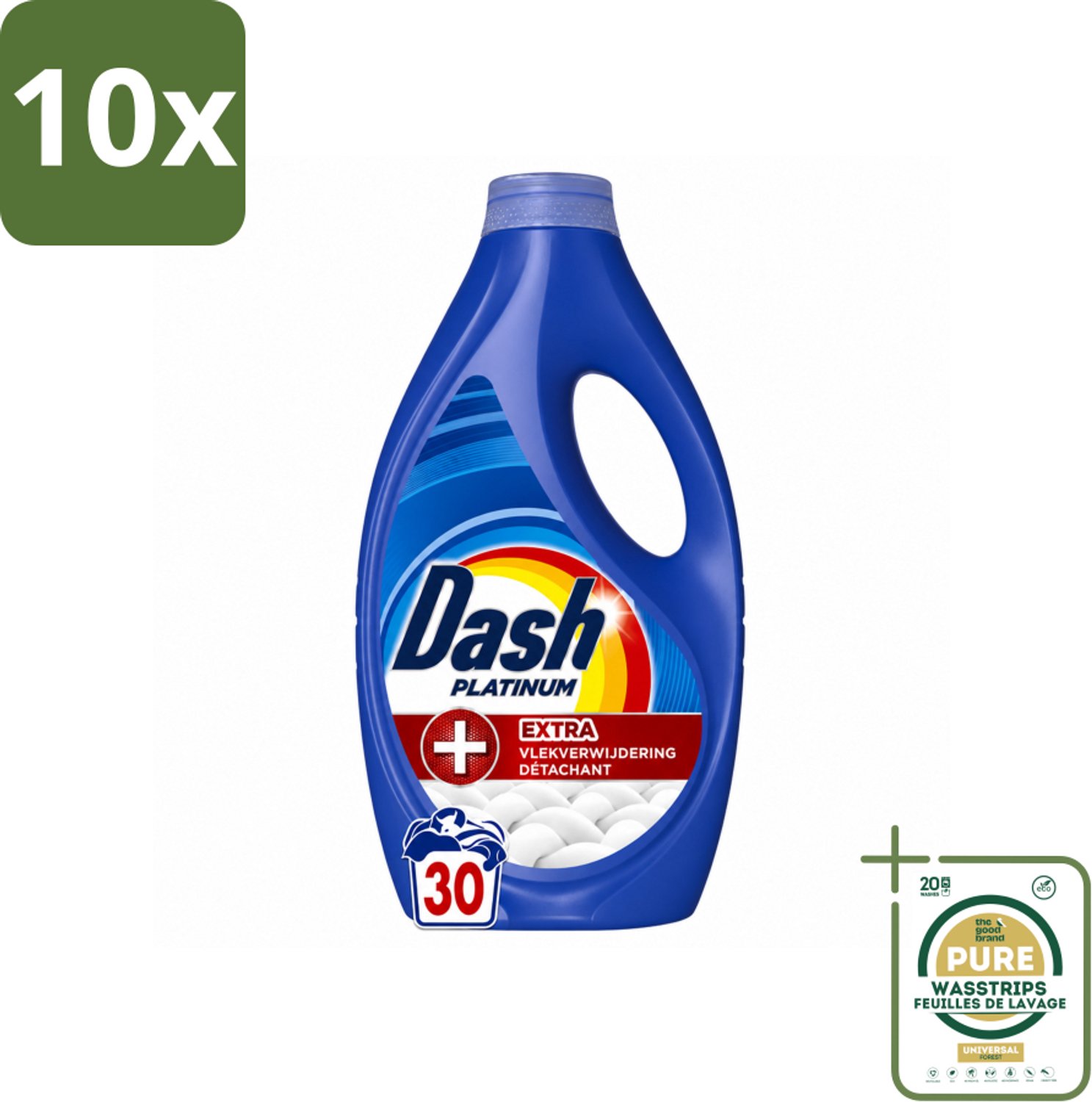 10 x Dash – Wasmiddel – Platinum – 1350 ml - Wasstrips - Wasmiddel - Vlekverwijdering - Krachtig Wasmiddel - Fris Wasmiddel - Voorbehandeling