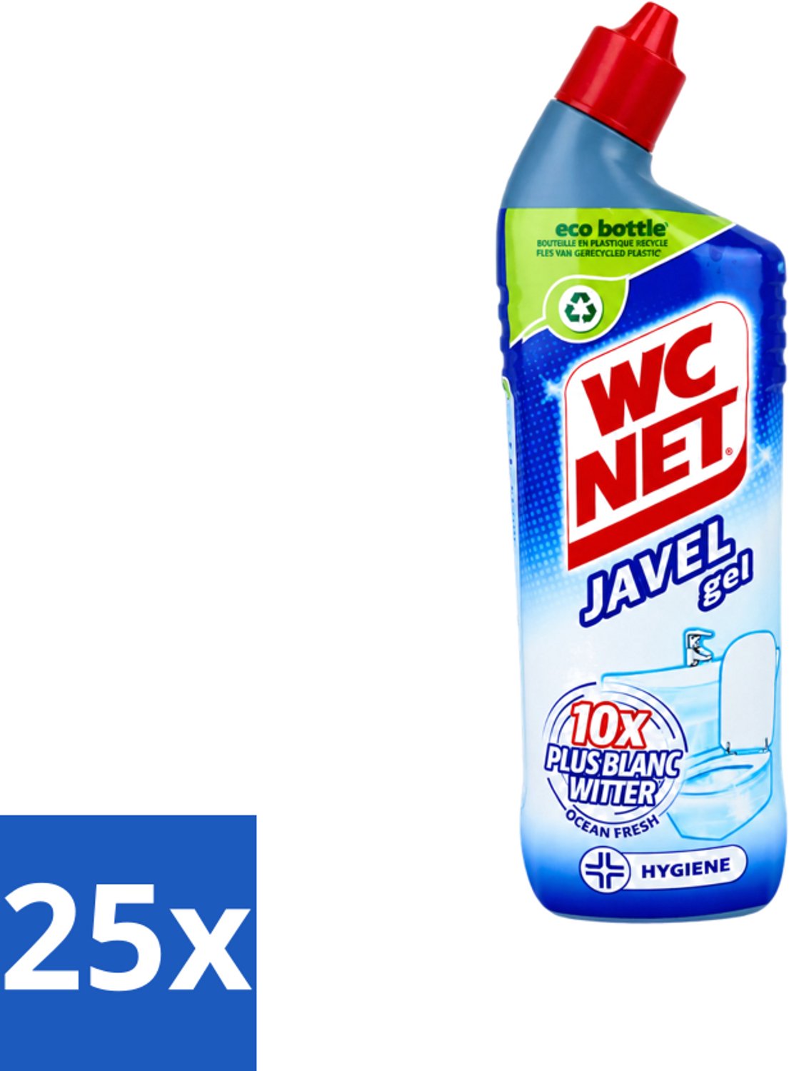 25 x WC Net - Toiletreiniger - Gel - Ocean Fresh - Gerecycled Materiaal - 750 ml - Voordeelverpakking - 25 stuks