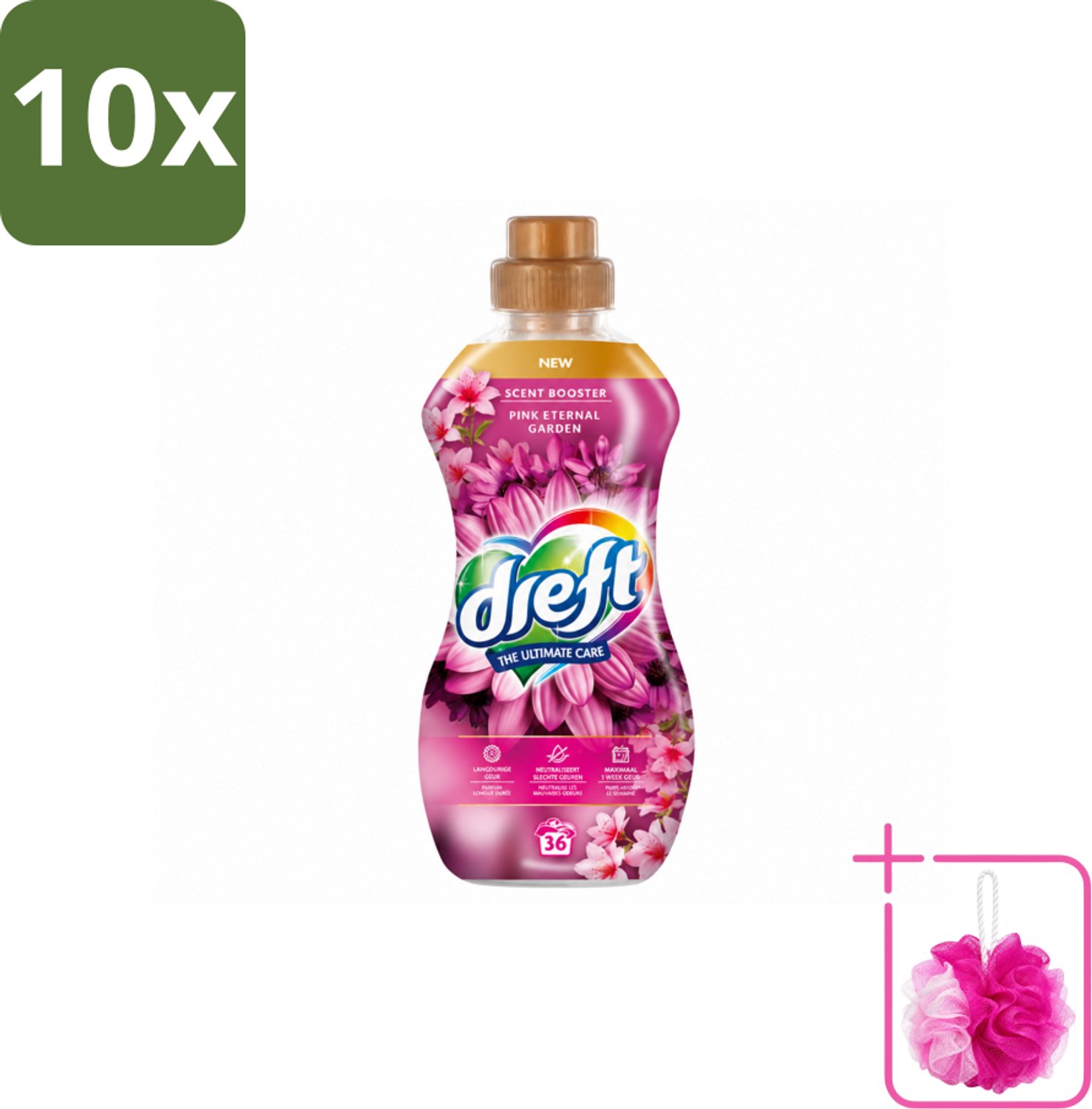 10 x Dreft – Pink Eternal Garden – Vloeibare Geurbooster – 720 ml – 36 wasbeurten - Bulkverpakking - Wasmiddel poeder - Douchemop - Frisheid was
