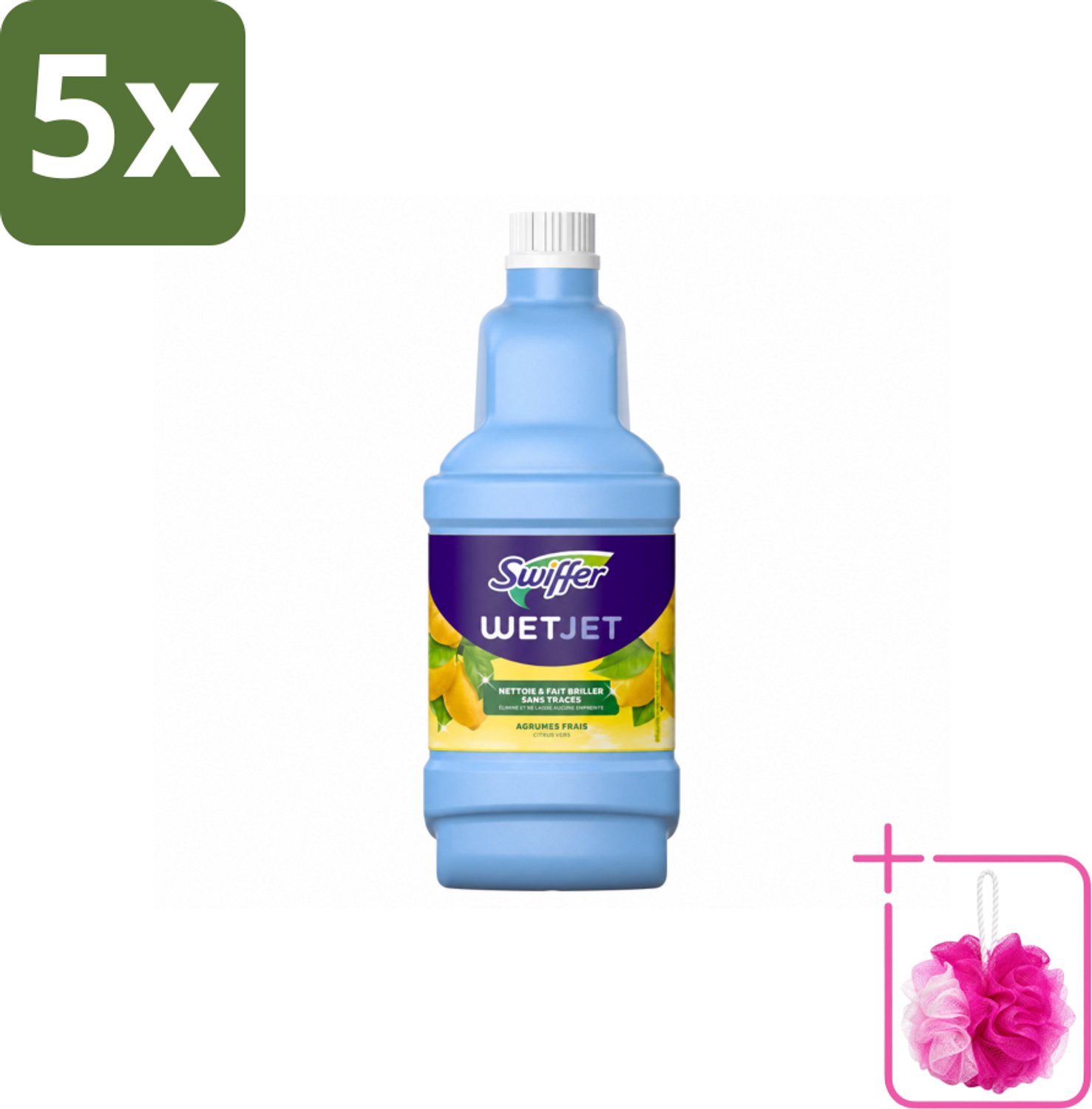 5 x Swiffer - WetJet Reinigingsmiddel – Dweilsysteem Navulling – Alles-in-één – 1,25 L - Bulkverpakking - Vloerreiniging - Douchemop - Vet en vlekken verwijderen