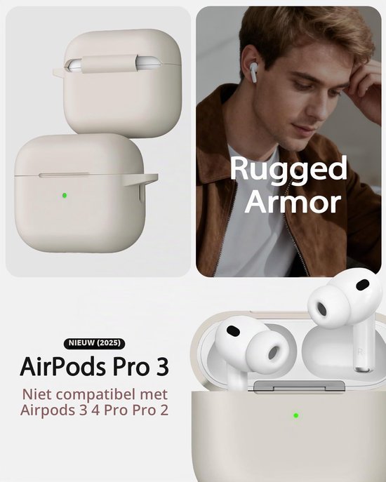 Siliconen voor AirPods Pro 3 Hoes, A8-Stone White — afbeelding 2