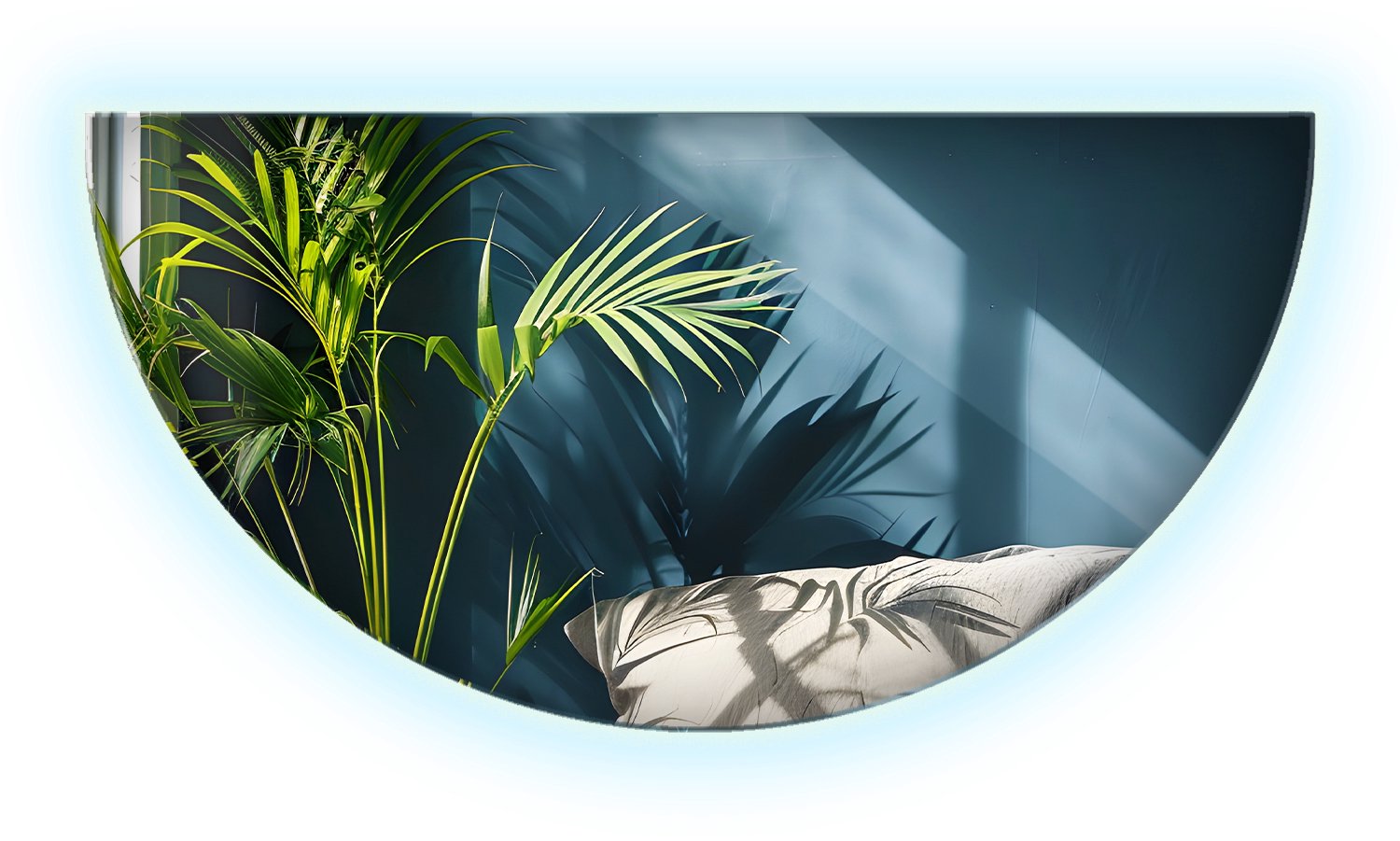 WallMuralia - Halfronde spiegel met verlichting - 45 x 90 cm - Spiegel Halfrond LED - Wandspiegel LED Koel licht - Decoratieve wandspiegel