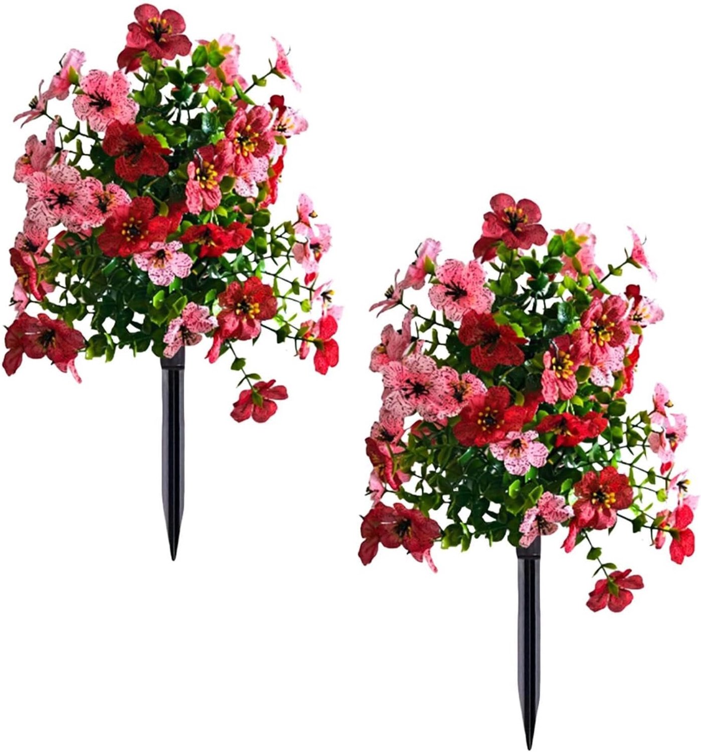 Kunstbloemen met grondstok - 2 stuks UV-bestendige lichtvrije planten,Waterdichte Imitatiebloemen Voor Buitengebruik - Voor Bomen Perceel Gazon Patio Balkon Binnenplantenpot