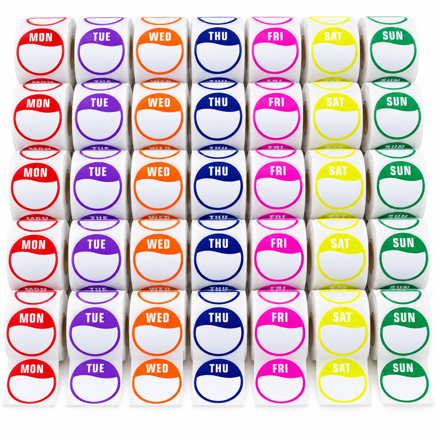 Consumerce® HACCP Datum Stickers Week - 7000 Stuks - 19mm - Keuken Houdbaarheid Dagstickers - Horeca Datumstickers - Voedsel Houdbaarheidsetiketten - Dagen van de Week Labels