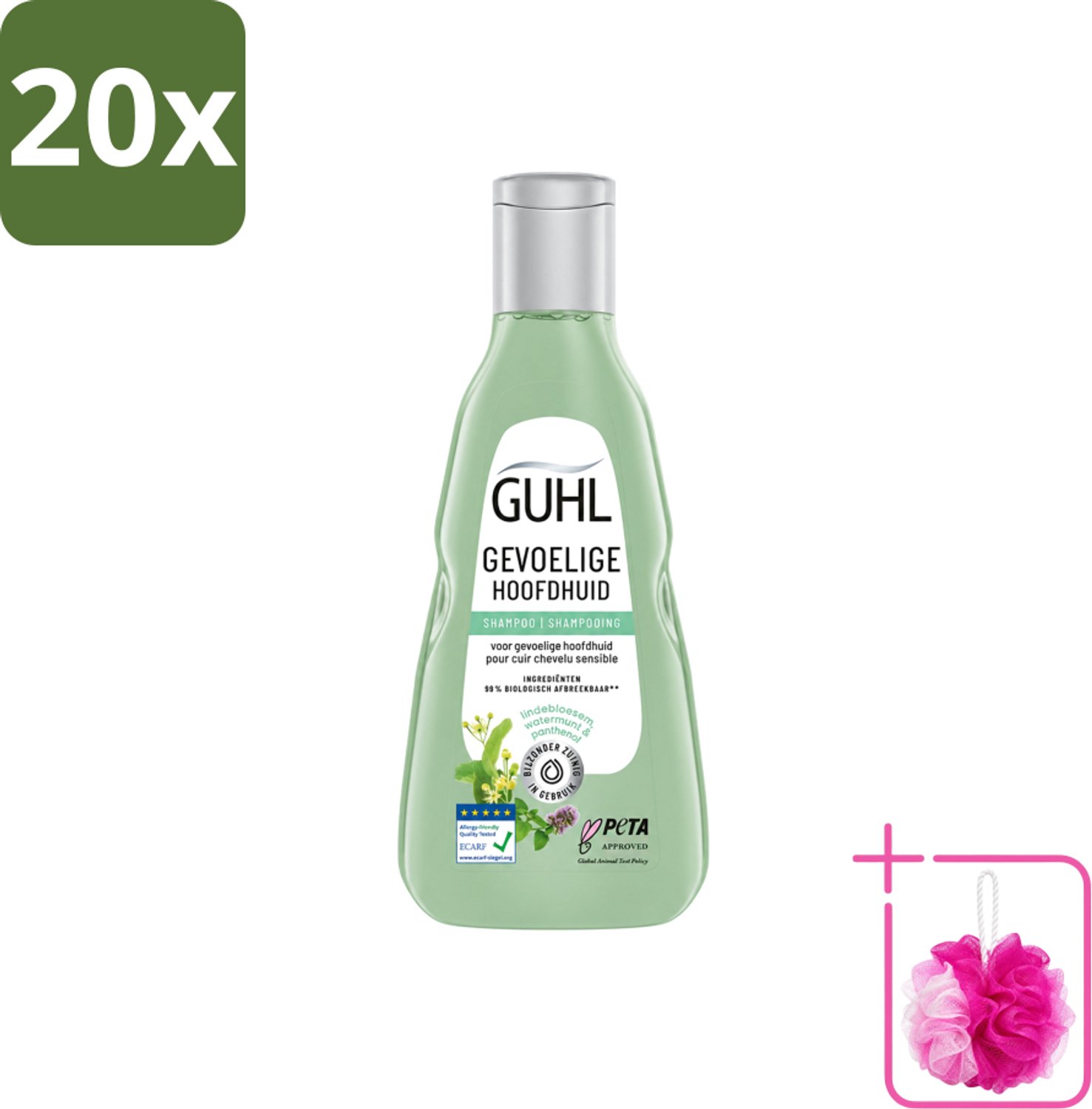 20 x Guhl - Shampoo - Gevoelige Hoofdhuid - 250 ml - Bulkverpakking - Gevoelige hoofdhuid - Douchemop - Kalmerende shampoo