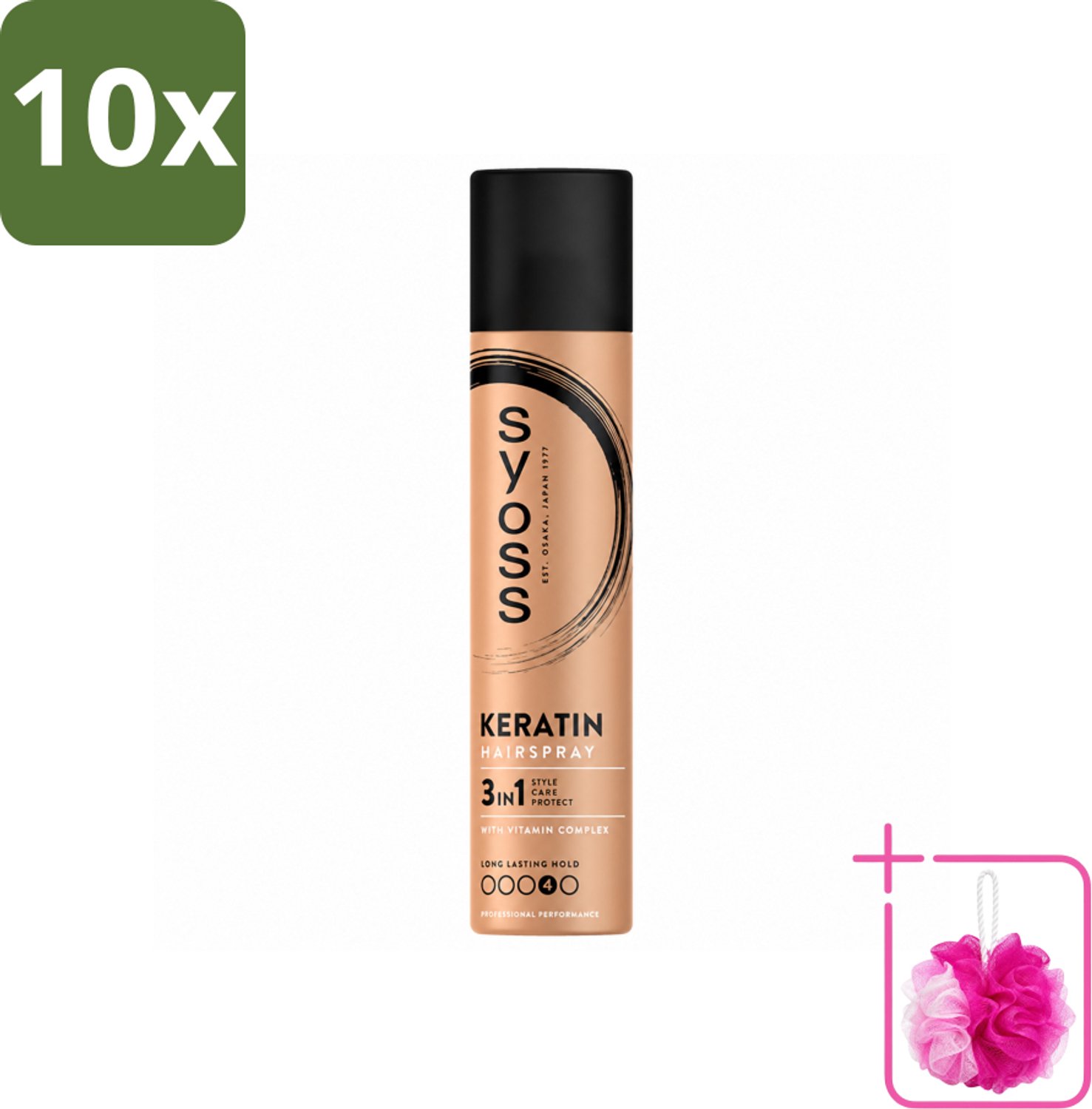 10 x Syoss - Keratin - Haarspray - Versterkt & Fixeert - 300 ml - Bulkverpakking - Haarspray - Douchemop - Haarversterken