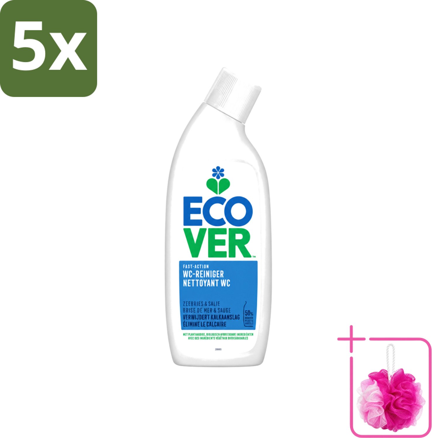 5 x Ecover - Toiletreiniger - Zeebries & Salie - 750 ml - Bulkverpakking - Toiletreiniger - Douchemop - Zeebries