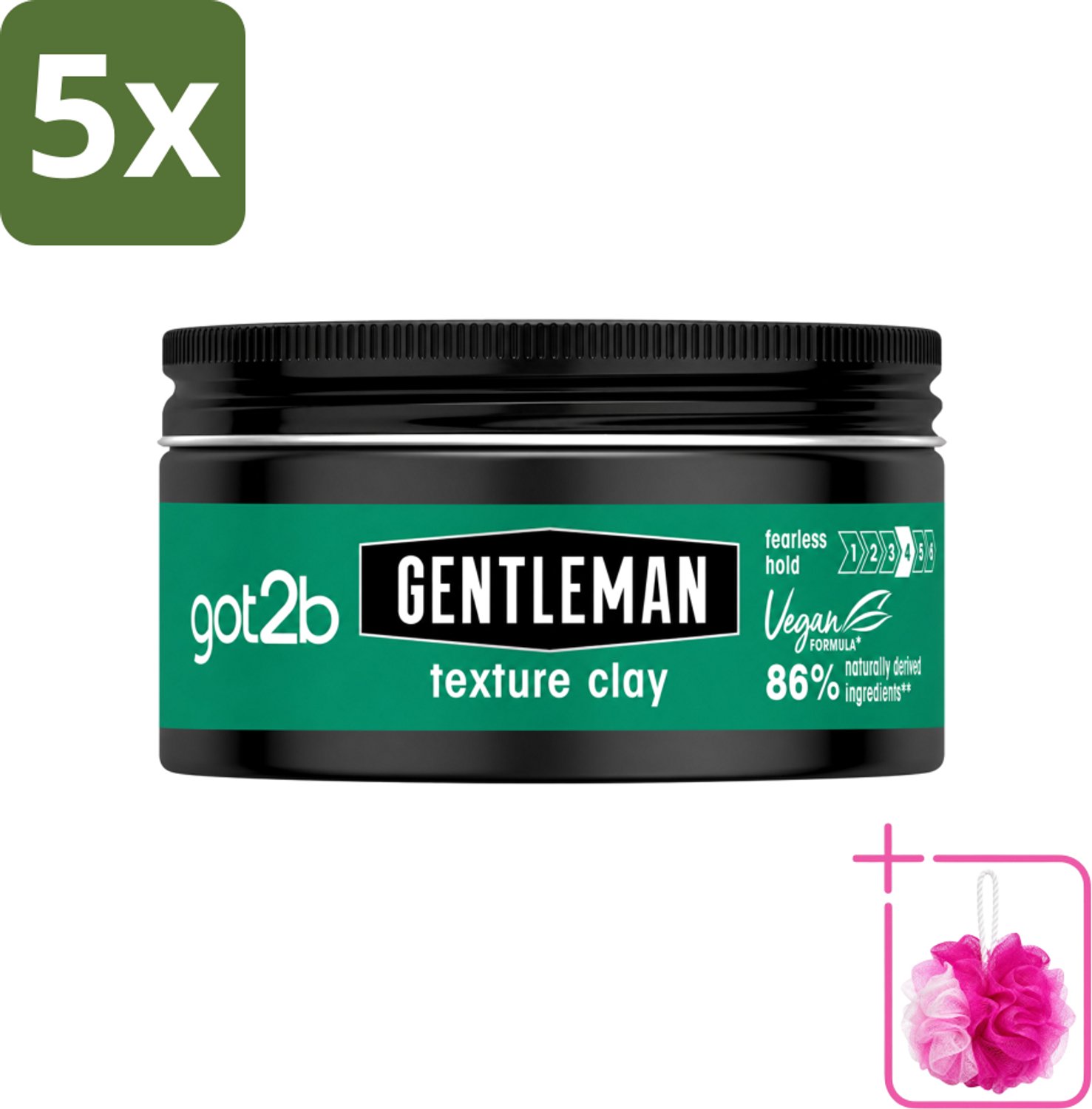 5 x Got2B - Texture Clay - Gentleman - 100 ml - Bulkverpakking - Natuurlijke haarlook - Douchemop - Matte finish