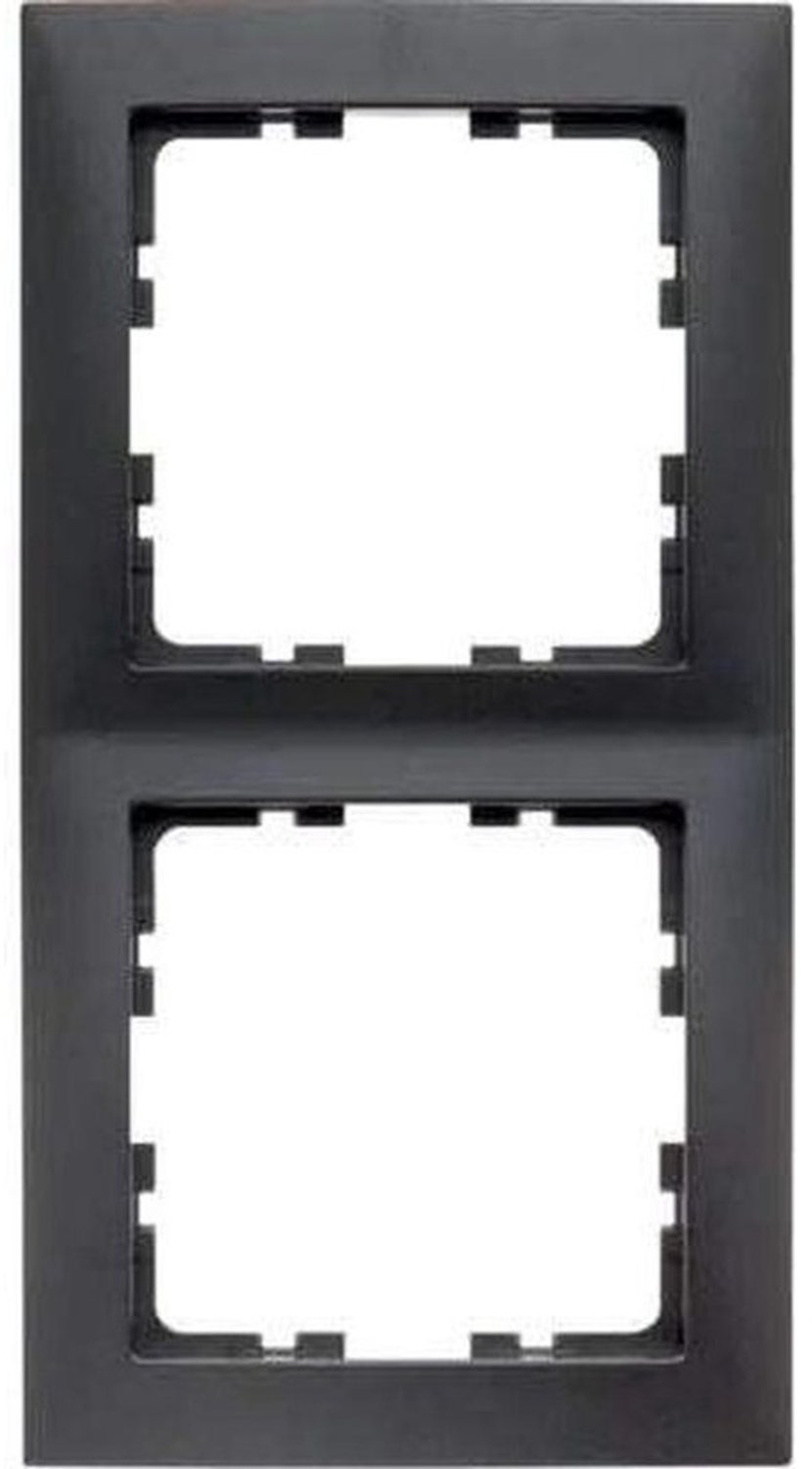 Afdekraam 2 elementen - Dubbel stopcontactframe - Wandafwerking - Geanodiseerd aluminium - 2 elementen - Antraciet