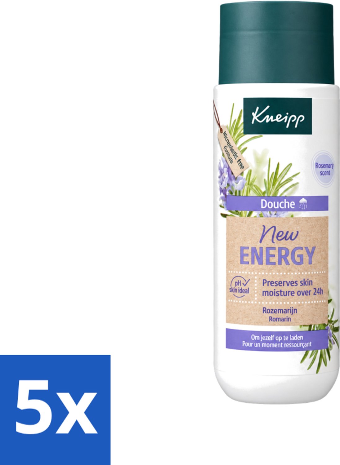 5 x Kneipp - Douchegel - New Energy - Energieke Geur - 200 ml - Voordeelverpakking - 5 stuks