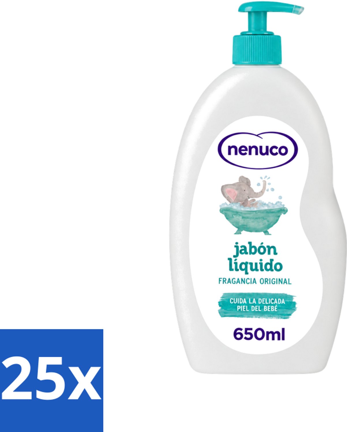 25 x Nenuco - Jabon Líquido - Vloeibare Zeep - Originele Geur - Met Doseerpomp - 650 ml - Voordeelverpakking - 25 stuks