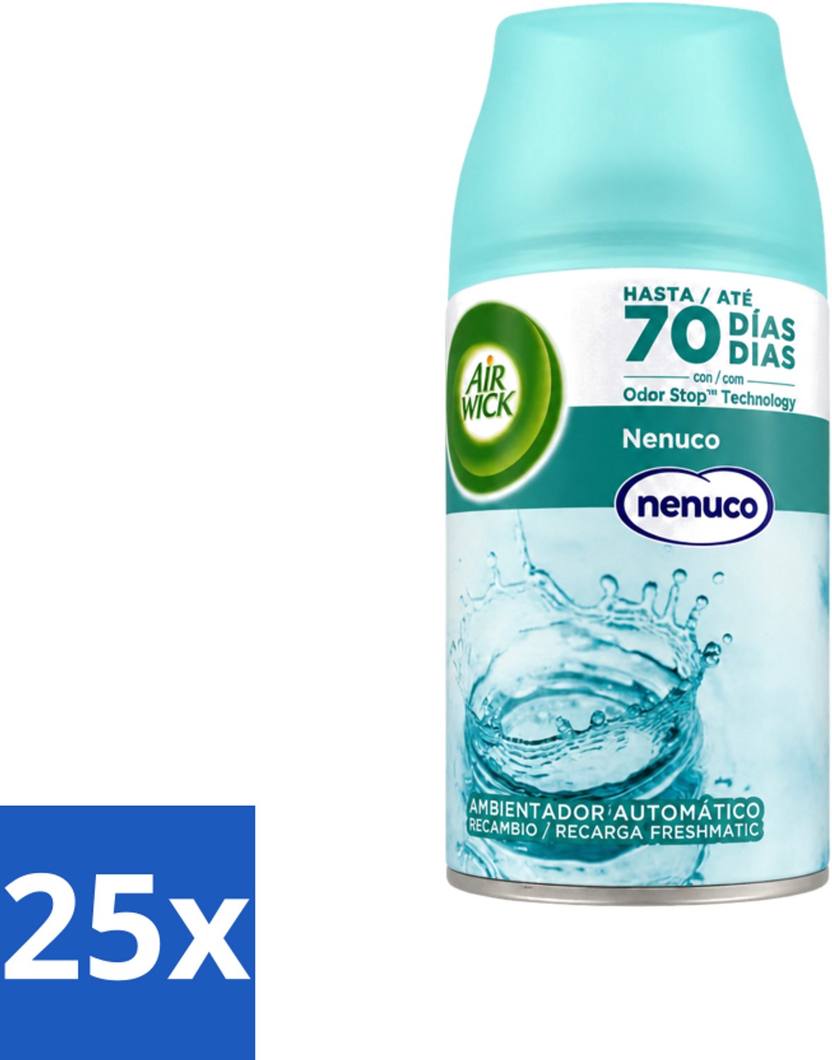 25 x Air Wick - Luchtverfrisser Navulling - Nenuco - Automatische Spray - 250 ml - Voordeelverpakking - 25 stuks