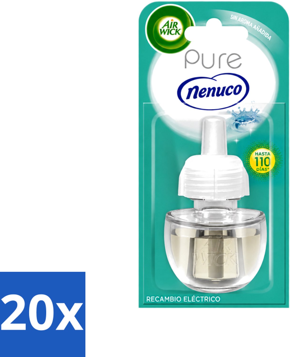 20 x Air Wick - Luchtverfrisser Navulling - Pure Nenuco - Elektrische Geurverspreider - 19 ml - Voordeelverpakking - 20 stuks