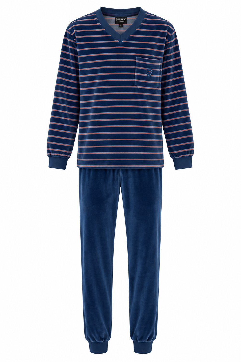 Velours heren pyjama - winter - blauw - maat M