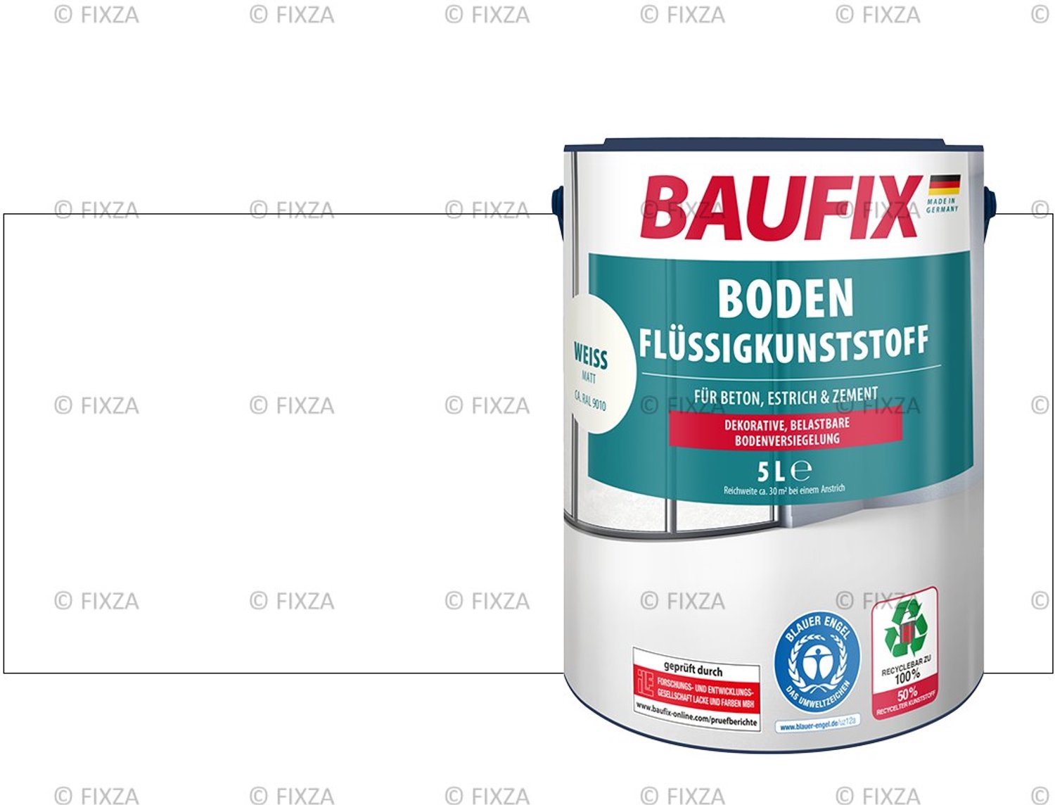 BAUFIX Vloercoating – Wit – Mat 5L – Watergedragen Betonverf voor Binnen & Buiten – Slijtvaste Vloerverf voor Bijkeuken, Kelder en Balkon