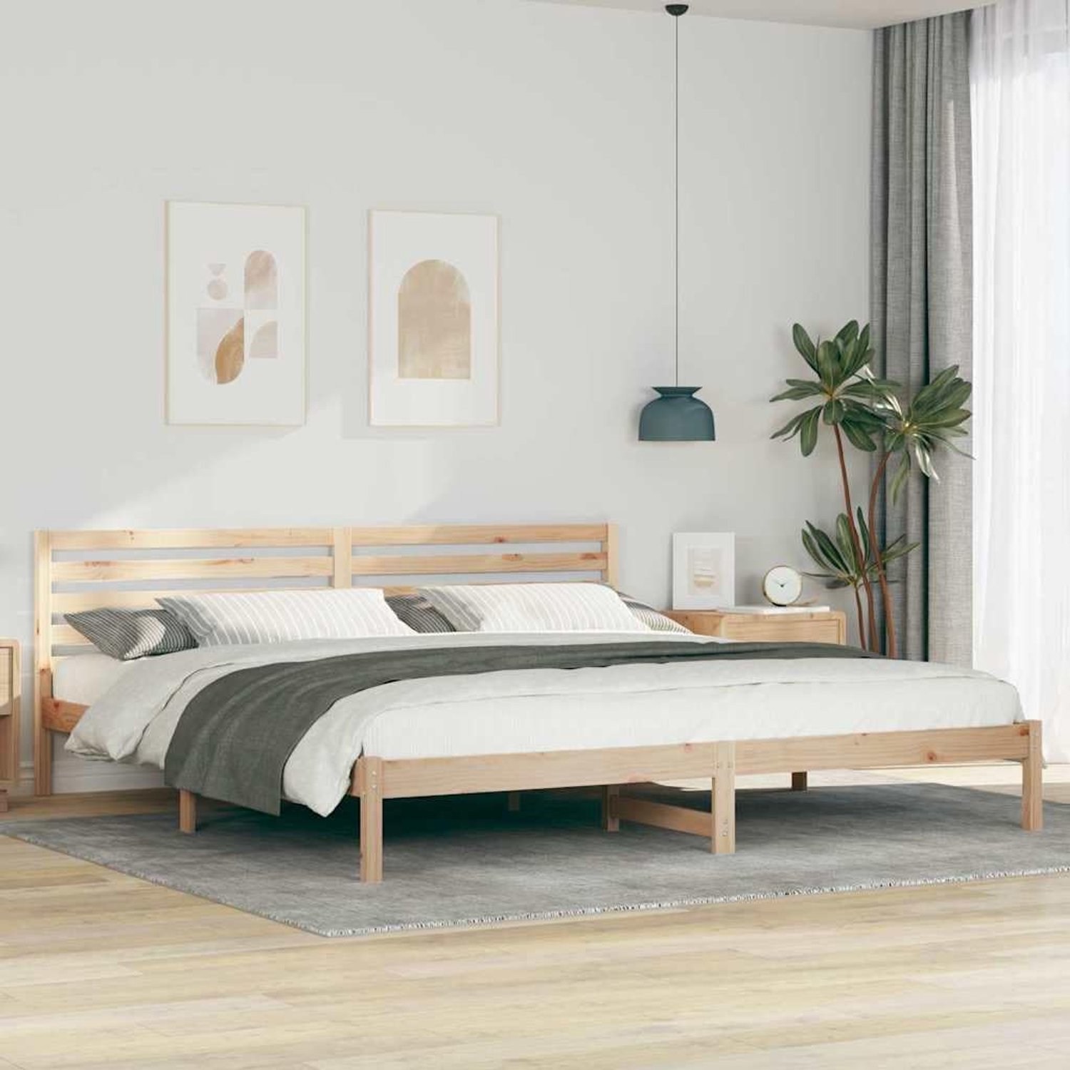 Grenenhout minimalistisch platformbed naturel 180 x 210 cm