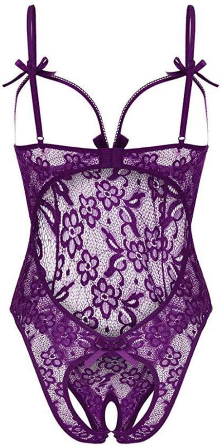 Dameskleding S-2XL-Sexy One Piece Bodysuit Dames Lingerie Lace Crotchless Transparante ondergoedset