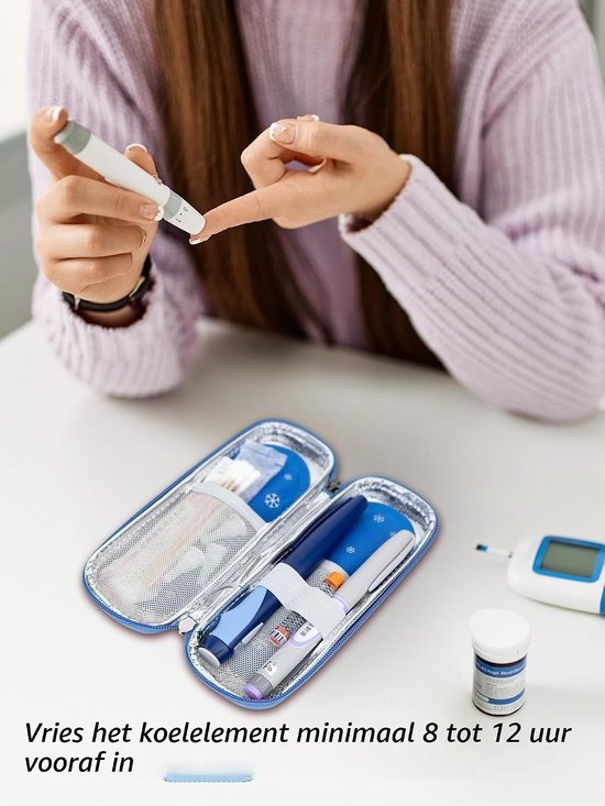 Reis Koelbox voor Insuline met 2 Koelelementen, Geïsoleerde Medicijn Organizer voor GLP-1 en Insulinepennen, Compacte en Waterdichte EVA Bescherming (4-6 Uur Koeling, Zandroze) — afbeelding 5