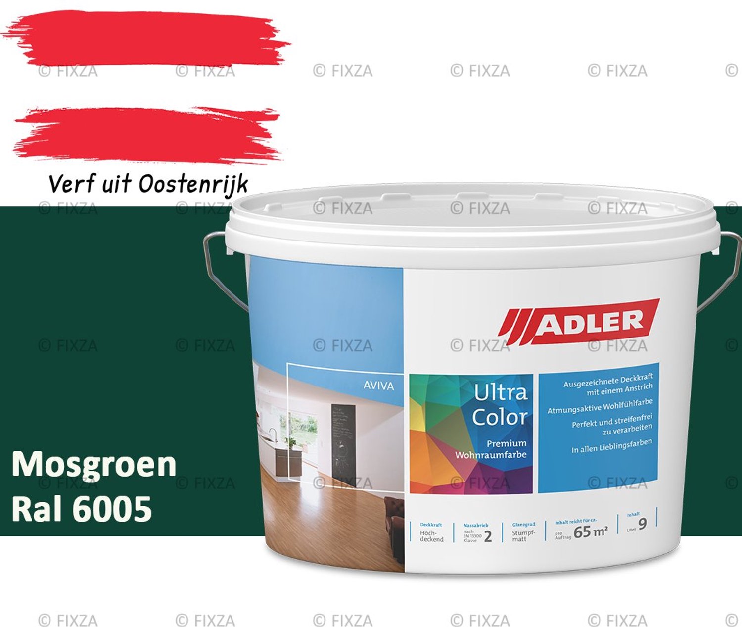 ADLER Aviva Ultra-Color SD Muurverf – Premium Matte Binnenmuurverf met Smart-Dry Technologie – Streeploos & Hoge Dekking – Mosgroen – 1 Liter