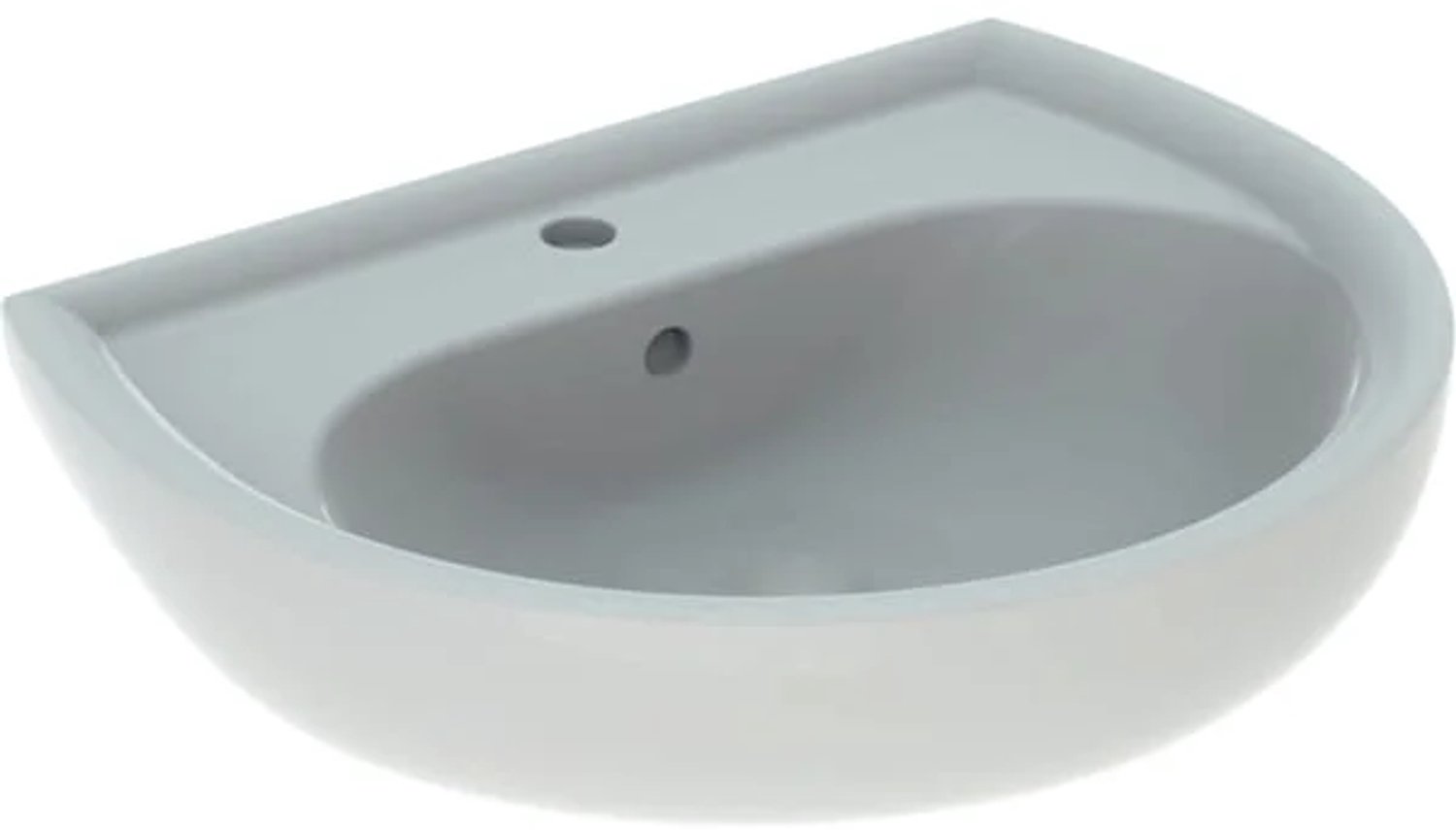 Geberit Renova wastafel: 60x49cm, kraangat=midden, overloop=zichtbaar, symmetrisch, pergamon, 223060068