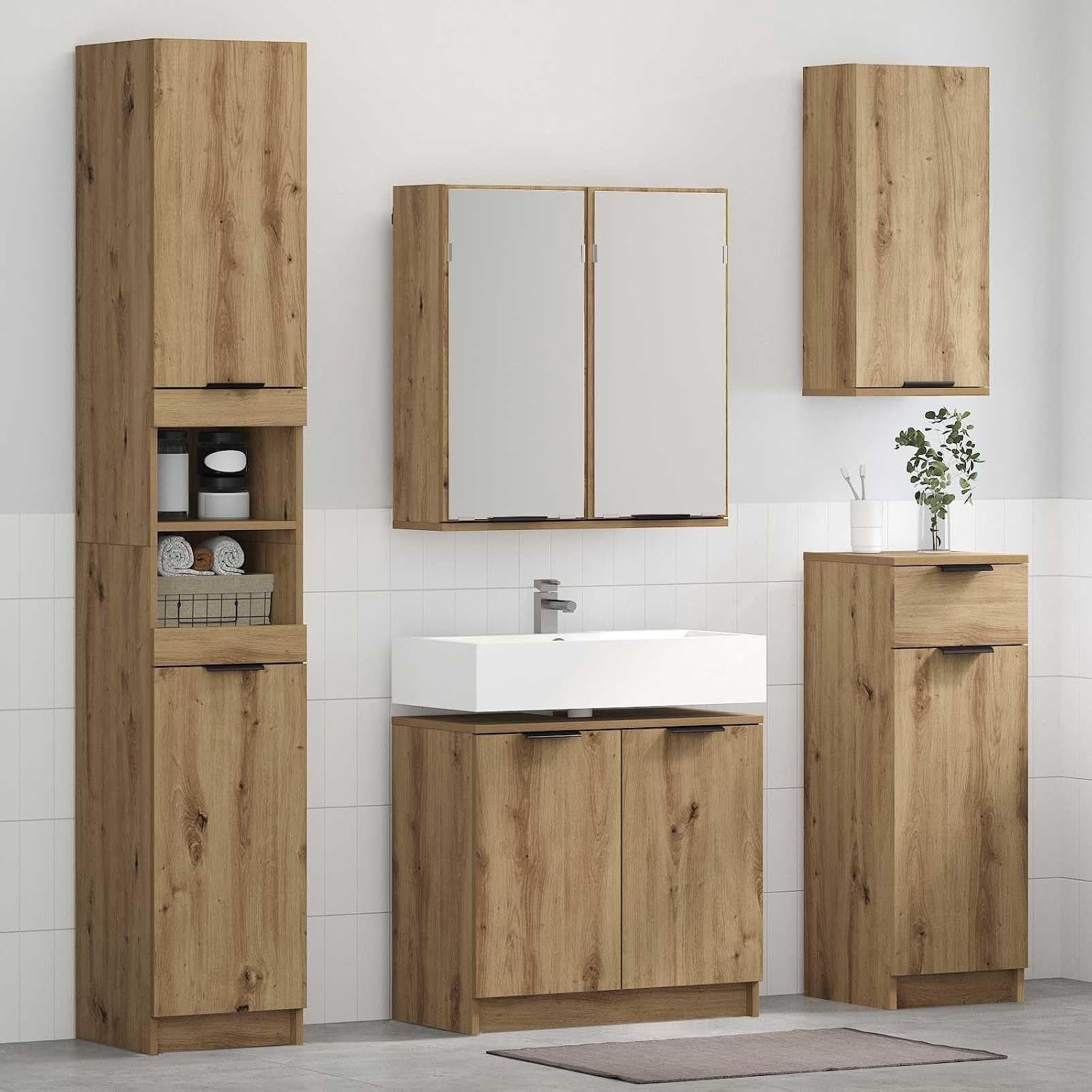 Badkamermeubelset 4 STK Artisan eiken 64,5 x 33,5 x 59 cm