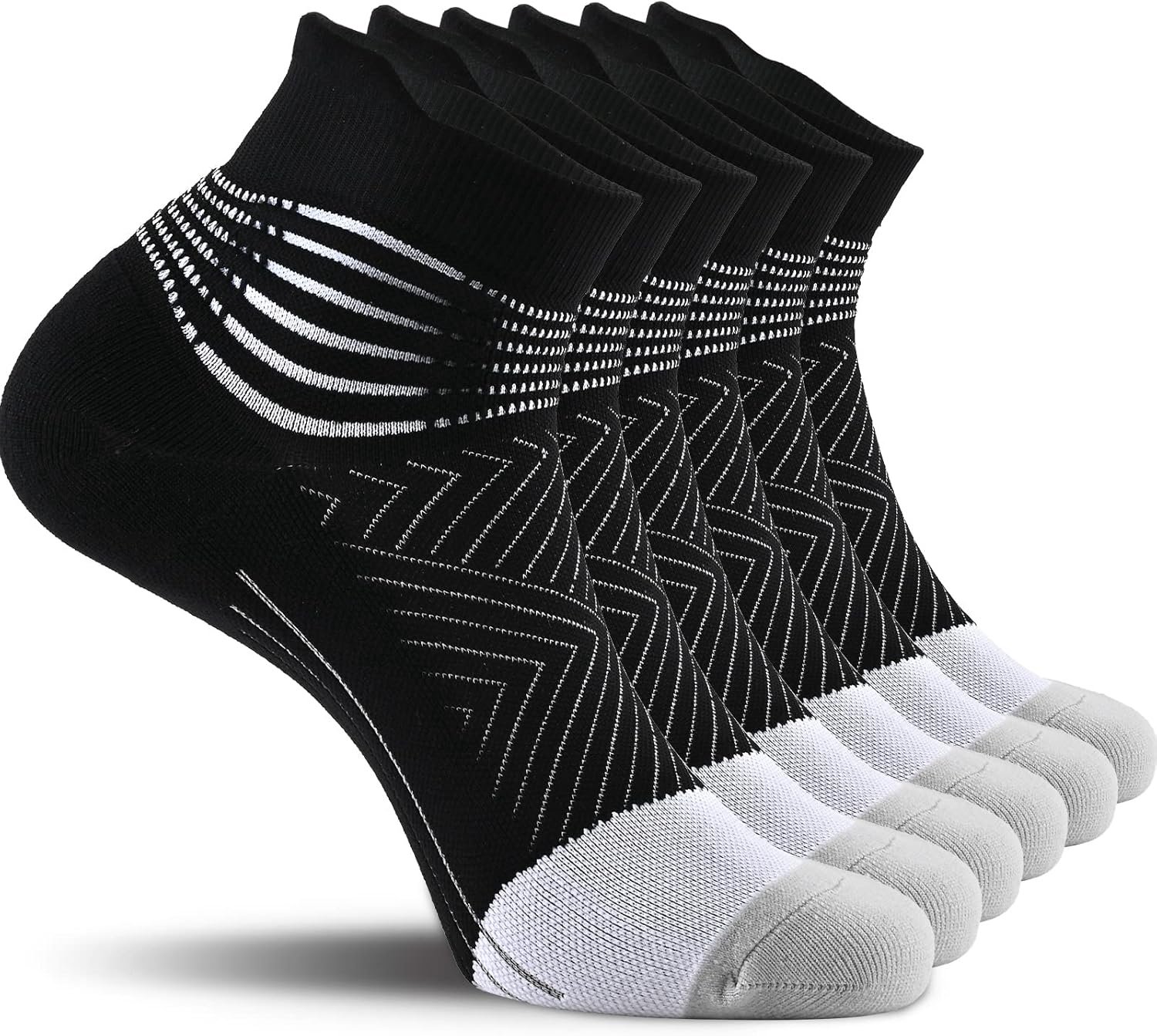 Compressiekousen voor dames en heren, compressiesokken, enkelsteun, compressiesokken voor plantaire fasciitis, 3 paar, vochtafvoerend