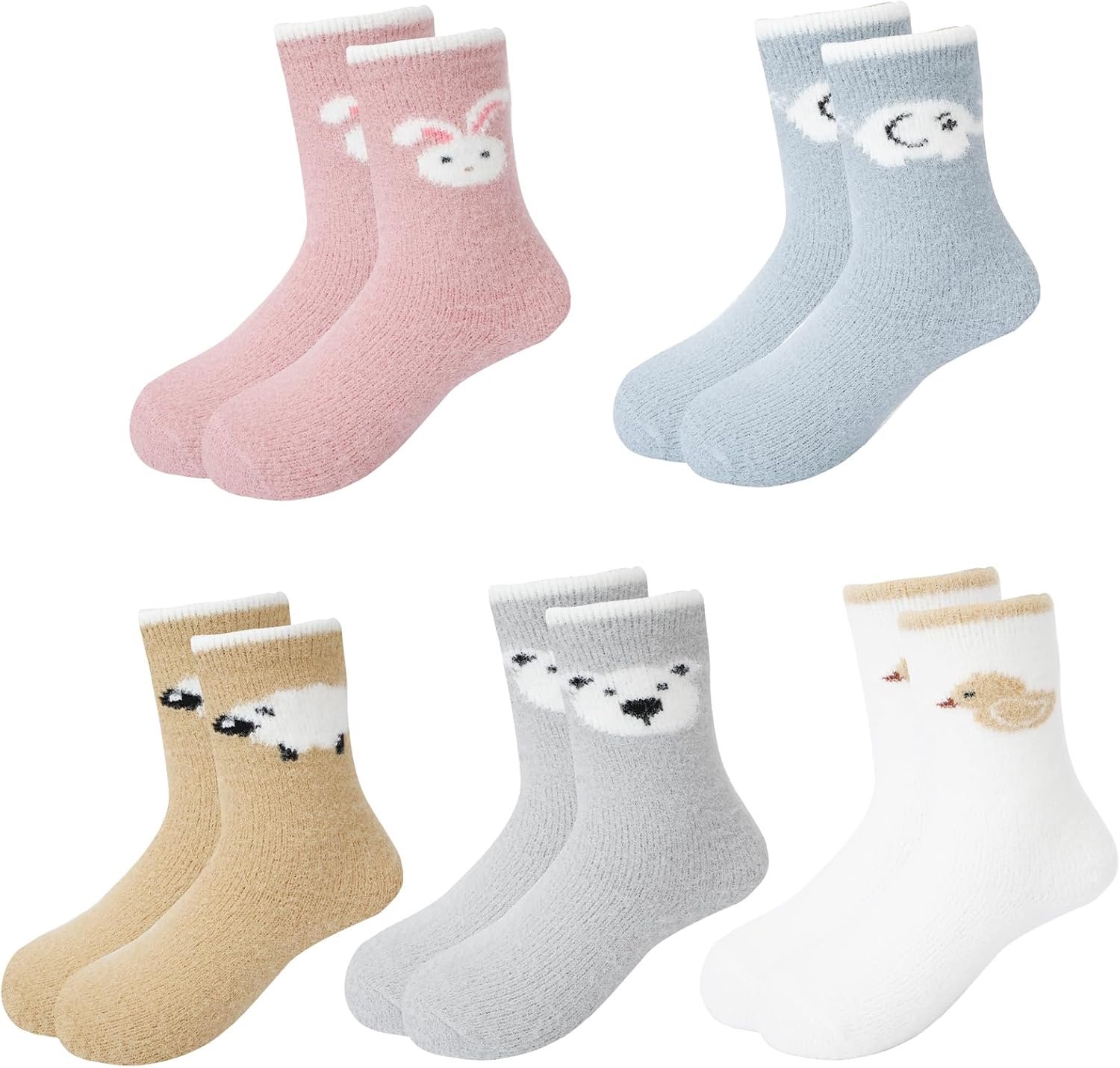 Sokken voor de winter, dikke warme knuffelsokken, wollige bedsokken voor peuters, kinderen, meisjes, jongens, 1-5 jaar, 5 paar
