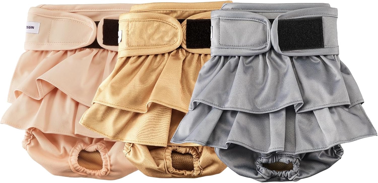 Luiers, wasbaar voor vrouwtjes, premium hondenluiers, verpakking van 3, sterk absorberende voor loopsheid, incontinentie en puppytraining(XXL)