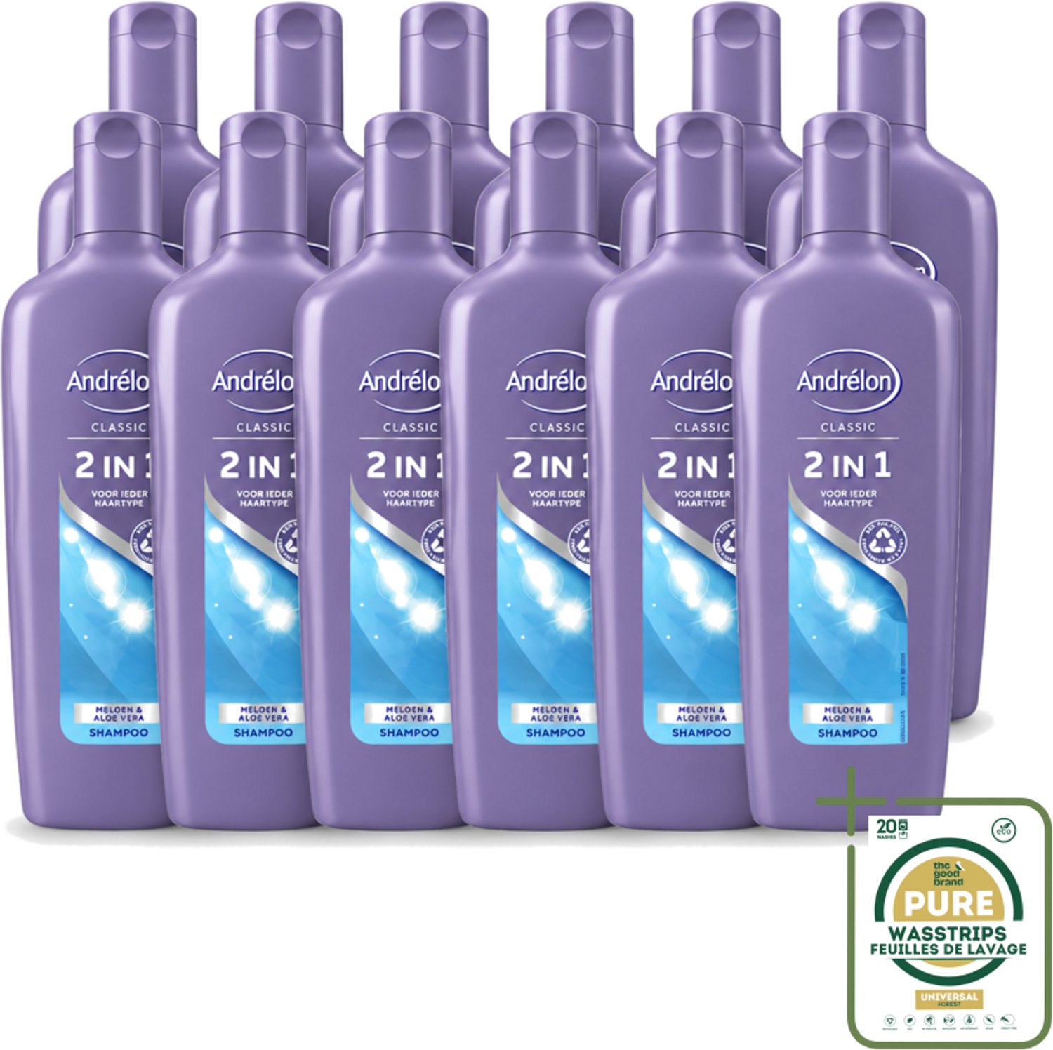 12 x Andrélon - 2-in-1 - Shampoo - Voor Snel & Effectief Wassen - 300 ml - Wasstrips - 2-in-1 Shampoo Conditioner - Snel Wassen - Effectief Wassen - Haar Reinigen - Haar Verzorgen
