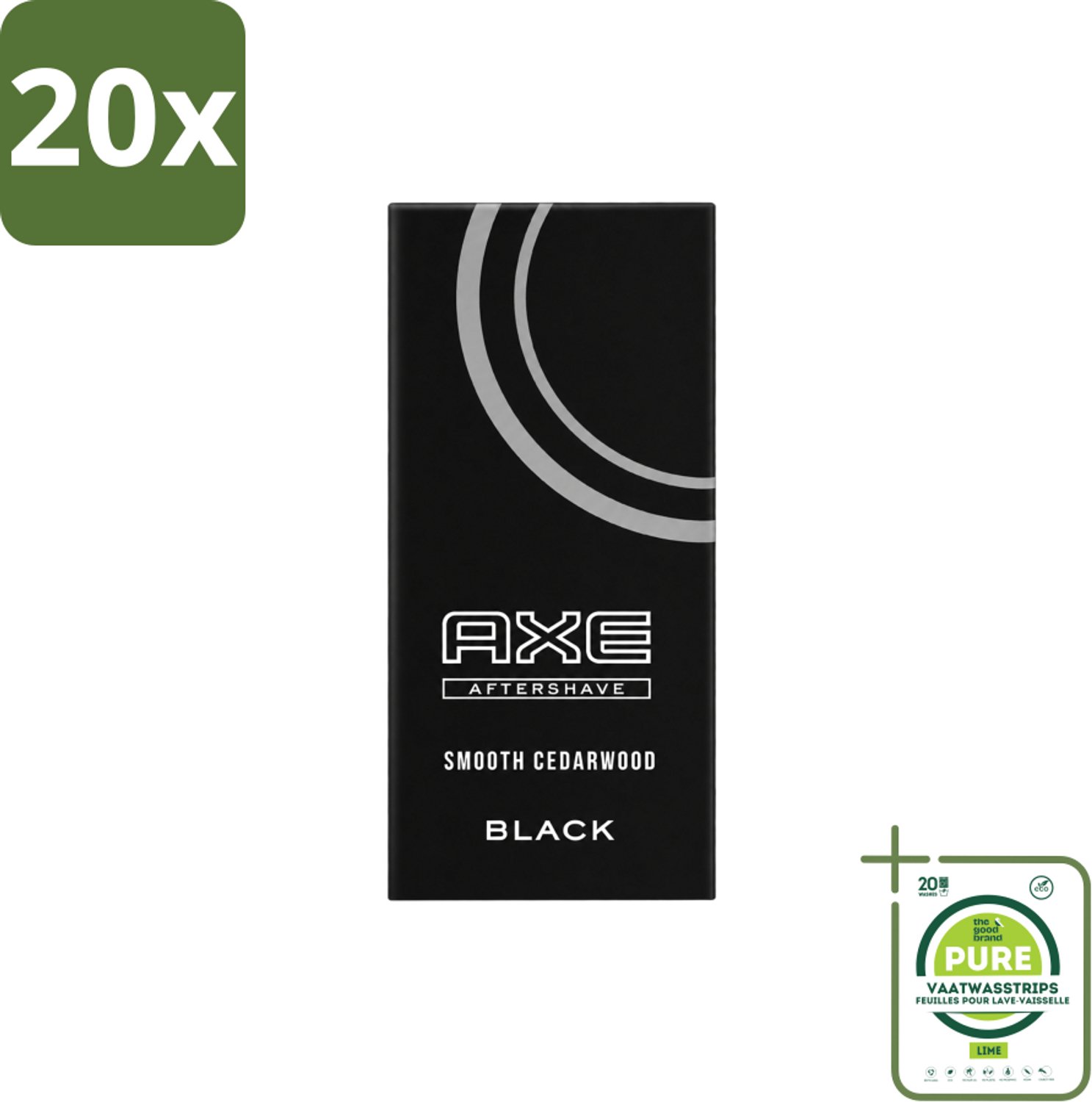 20 x Axe – Aftershave – Black – 100 ml - Grootverpakking - Vaatwasstrips - Aftershave - Huidverzorging - Scheren - Kalmerende Geur - Subtiele Geur