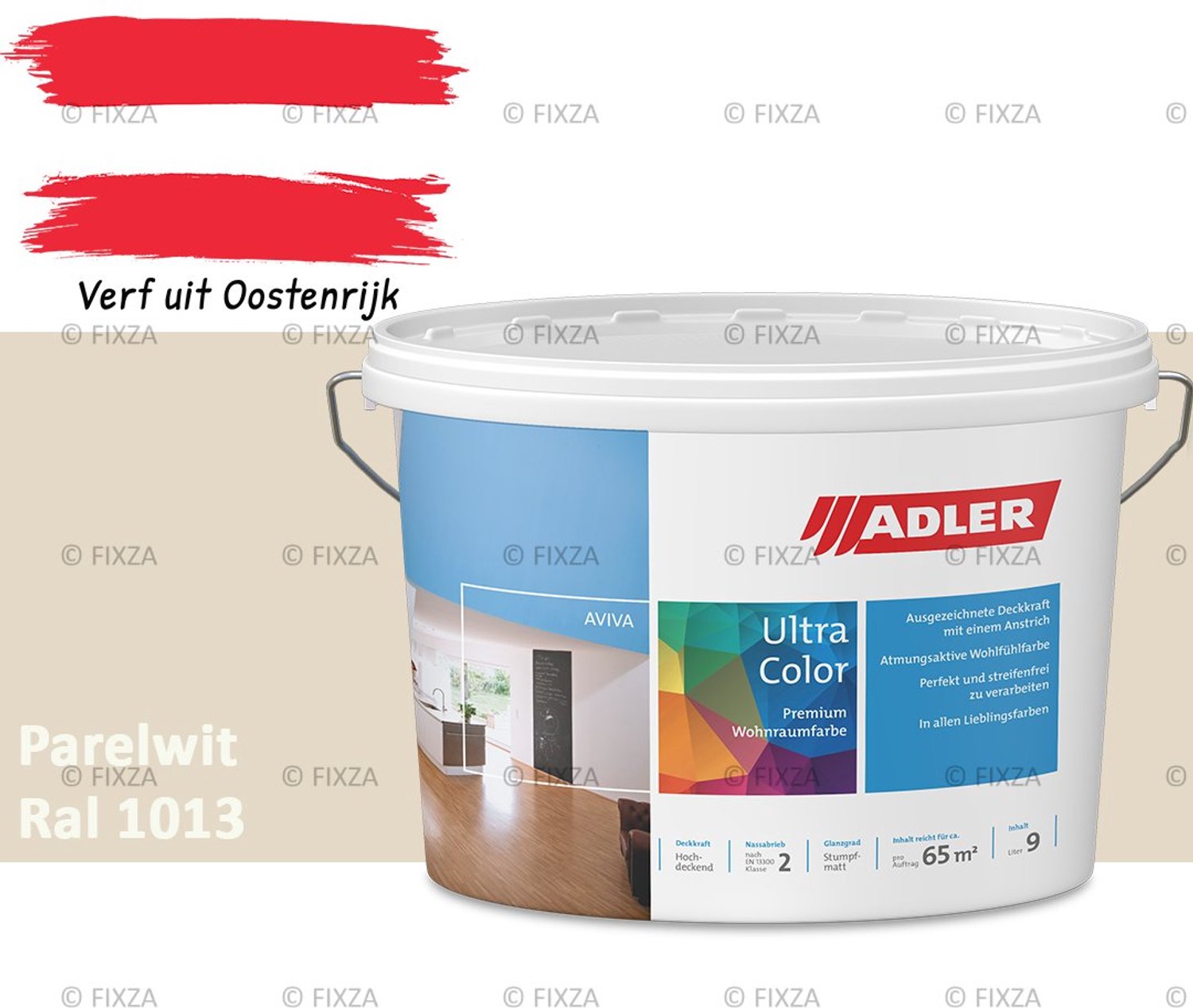 ADLER Aviva Ultra-Color SD Muurverf – Premium Matte Binnenmuurverf met Smart-Dry Technologie – Streeploos & Hoge Dekking – Parelwit – 1 Liter