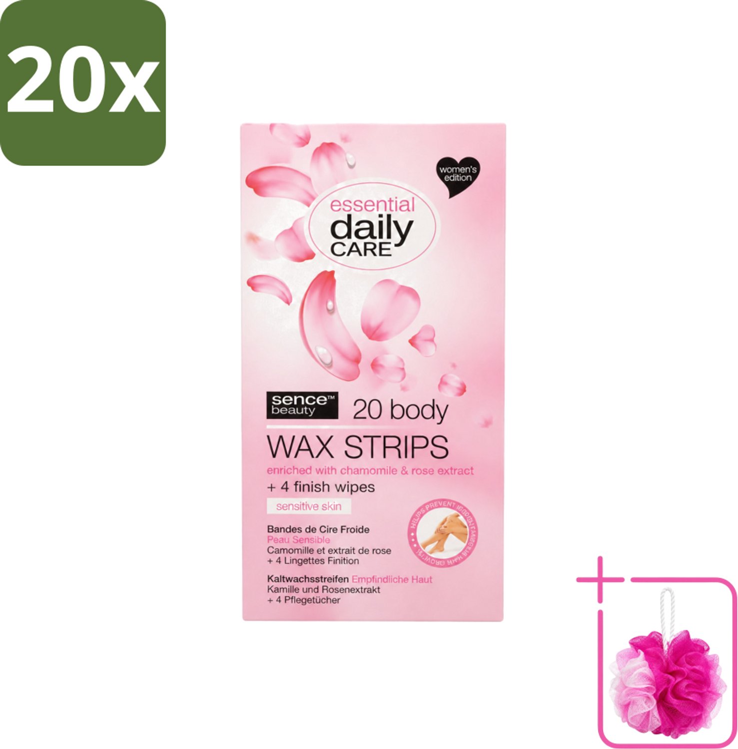 20 x Sence – Wax Strips – Lichaam – Ontharing – 20 Strips - Bulkverpakking - Waxstrips voor het lichaam - Douchemop - Ontharen zonder scheren