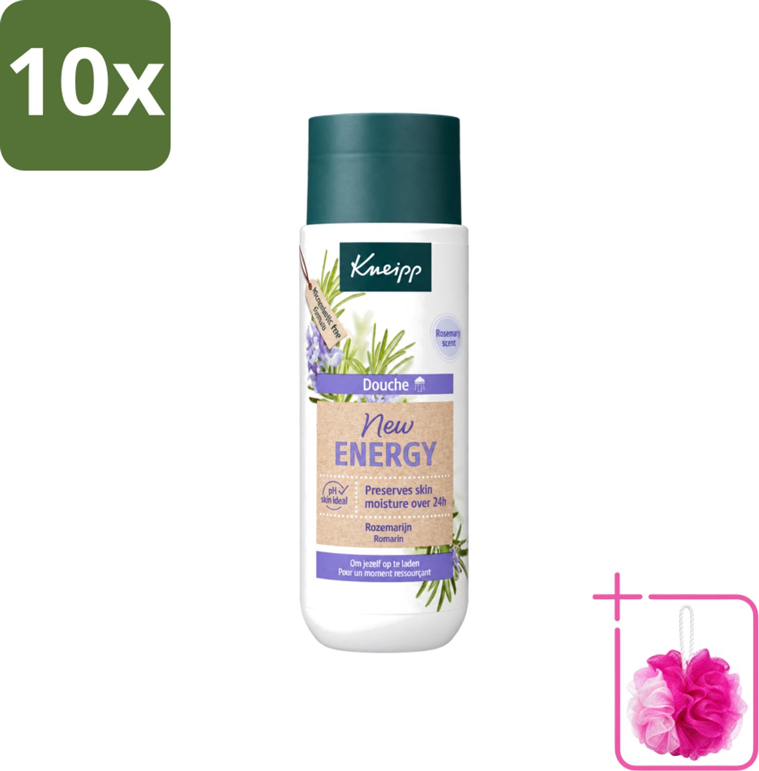 10 x Kneipp - Douchegel - New Energy - Energieke Geur - 200 ml - Bulkverpakking - Douchegel - Douchemop - Energie