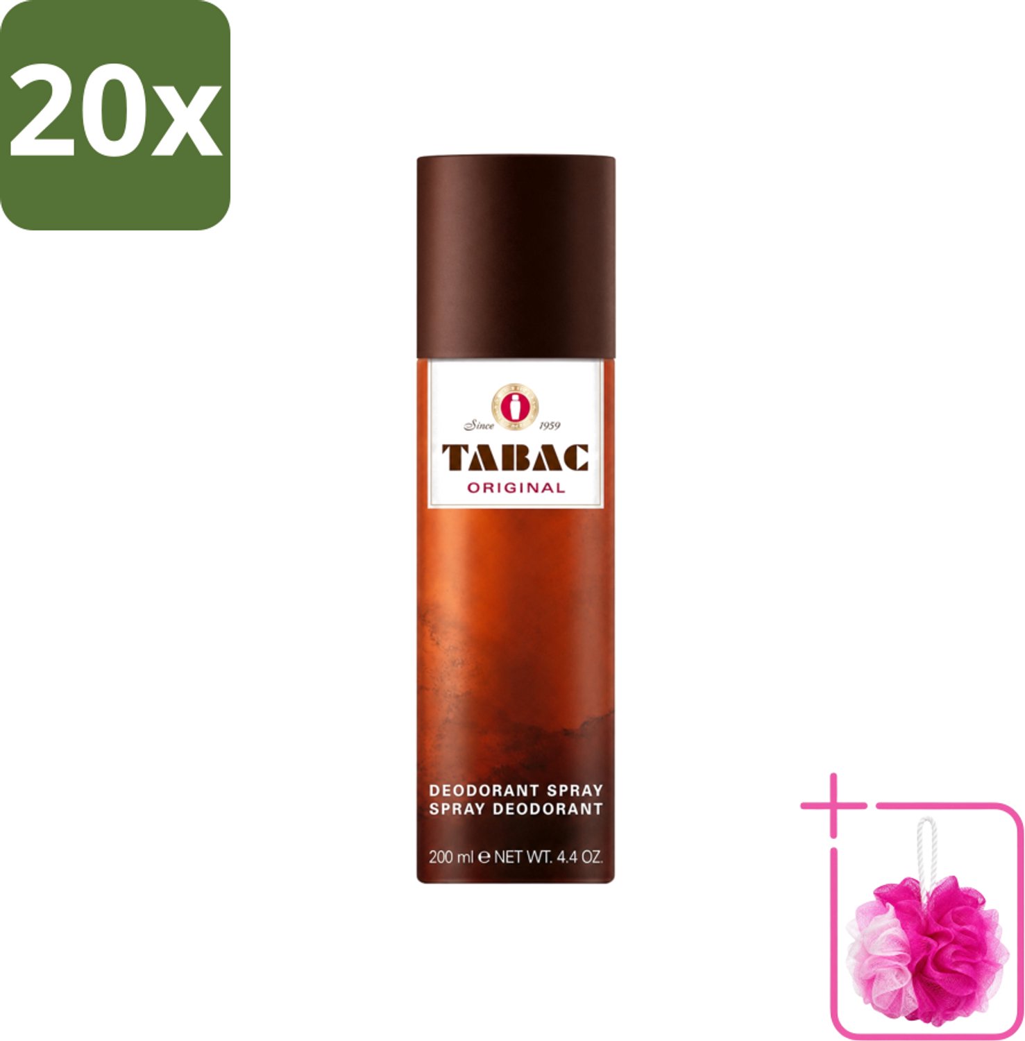 20 x Tabac Original - Deodorant Spray - Anti-transpirant - 200 ml - Bulkverpakking - Deodorant spray - Douchemop - Anti-transpirant