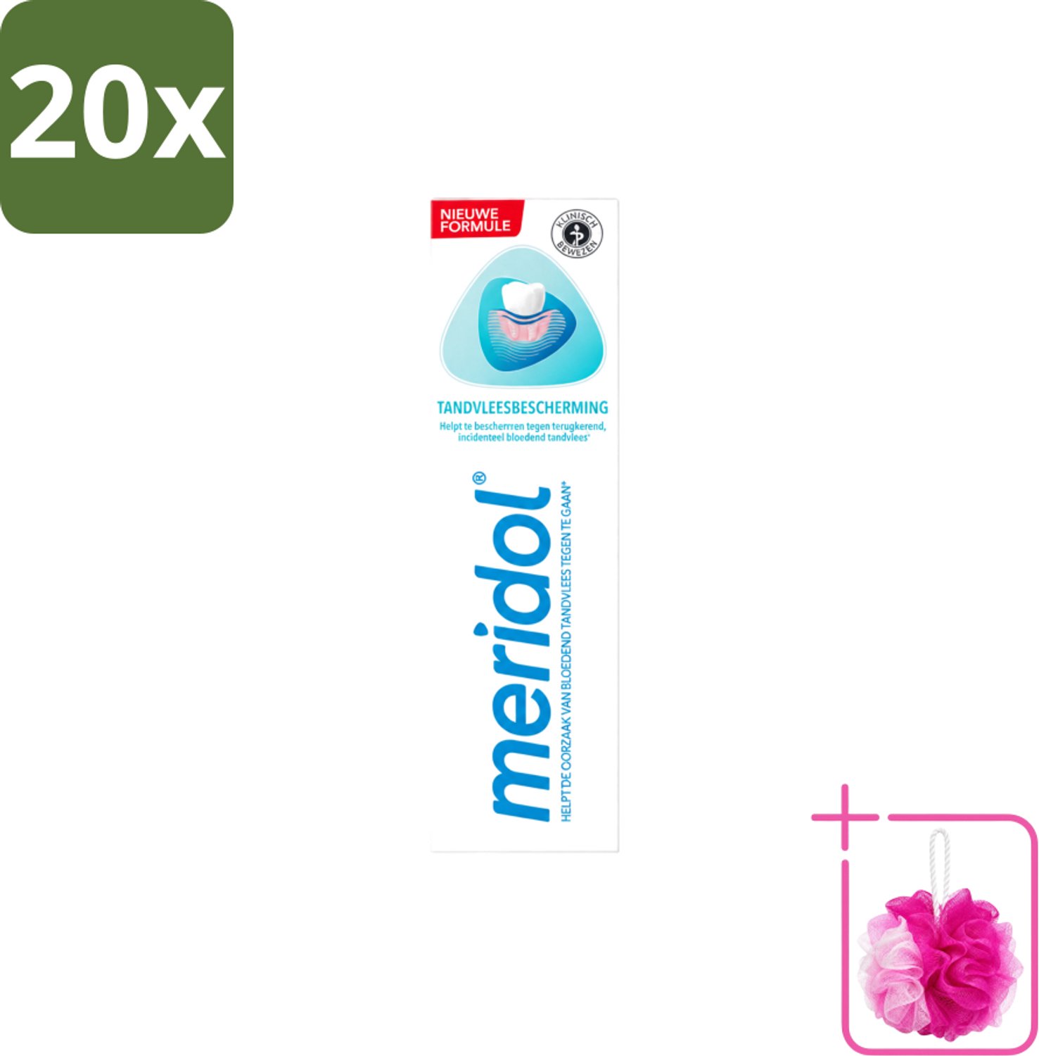 20 x Meridol - Tandpasta - Dagelijkse Tandverzorging - Beschermt tegen Tandvleesproblemen - 75 ml - Bulkverpakking - Tandpasta - Douchemop - Tandvlees