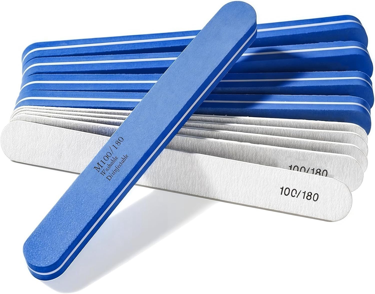 10-delige Vijlset voor Nagels – Dubbelzijdige 100/180 Grit, Vijl voor Gel- en Natuurnagels, Polijst- en Bufferbestanden voor Perfecte Nagels