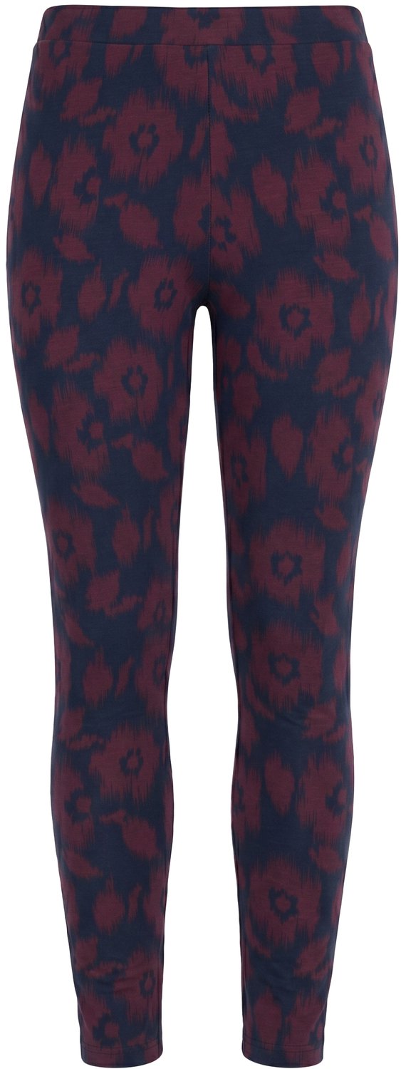 Ulla Popken - Dames - Legging bloemen smalle pijpen biologisch katoen - Marine - Maat 46+