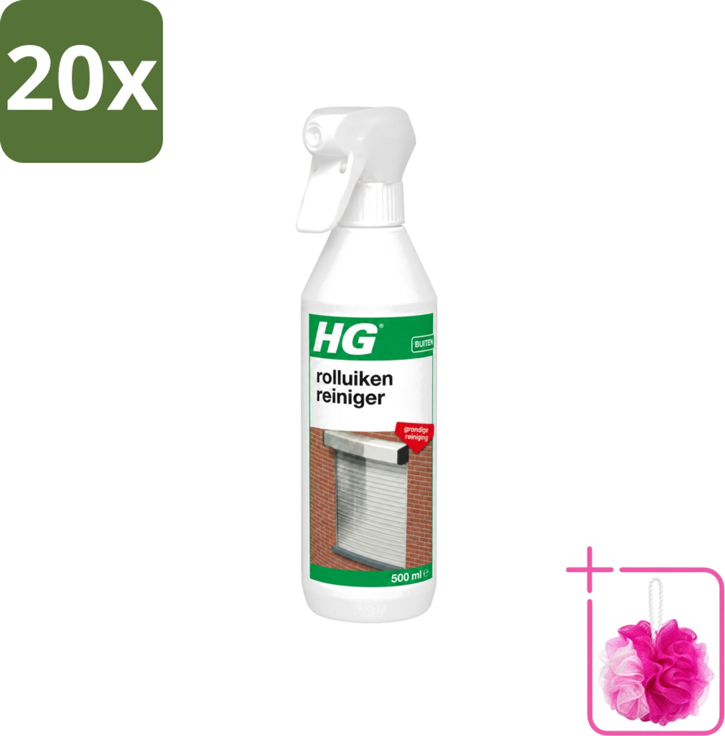 20 x HG - Rolluikenreiniger - Grondige Reiniging - 500 ml - Bulkverpakking - Rolluiken reinigen - Douchemop - Rolluiken reiniger