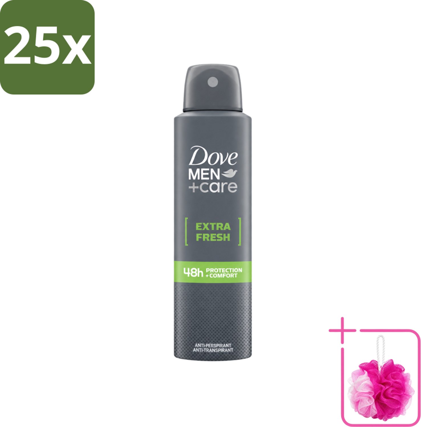 25 x Dove Men+Care - Extra Fresh - Deospray - Anti-Transpirant - 150 ml - Bulkverpakking - Dove Men+Care Extra Fresh Deospray - Douchemop - Deospray voor mannen