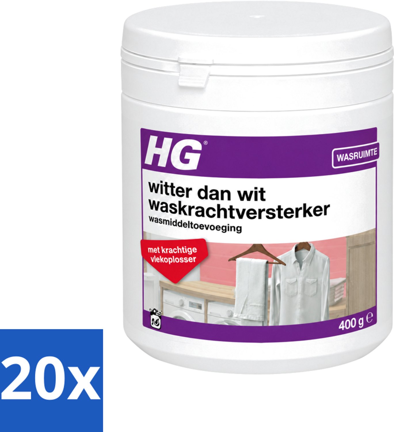 20 x HG - Wasruimte - Witter Dan Wit - Wasmiddeltoevoeging - 400 g - Voordeelverpakking - 20 stuks