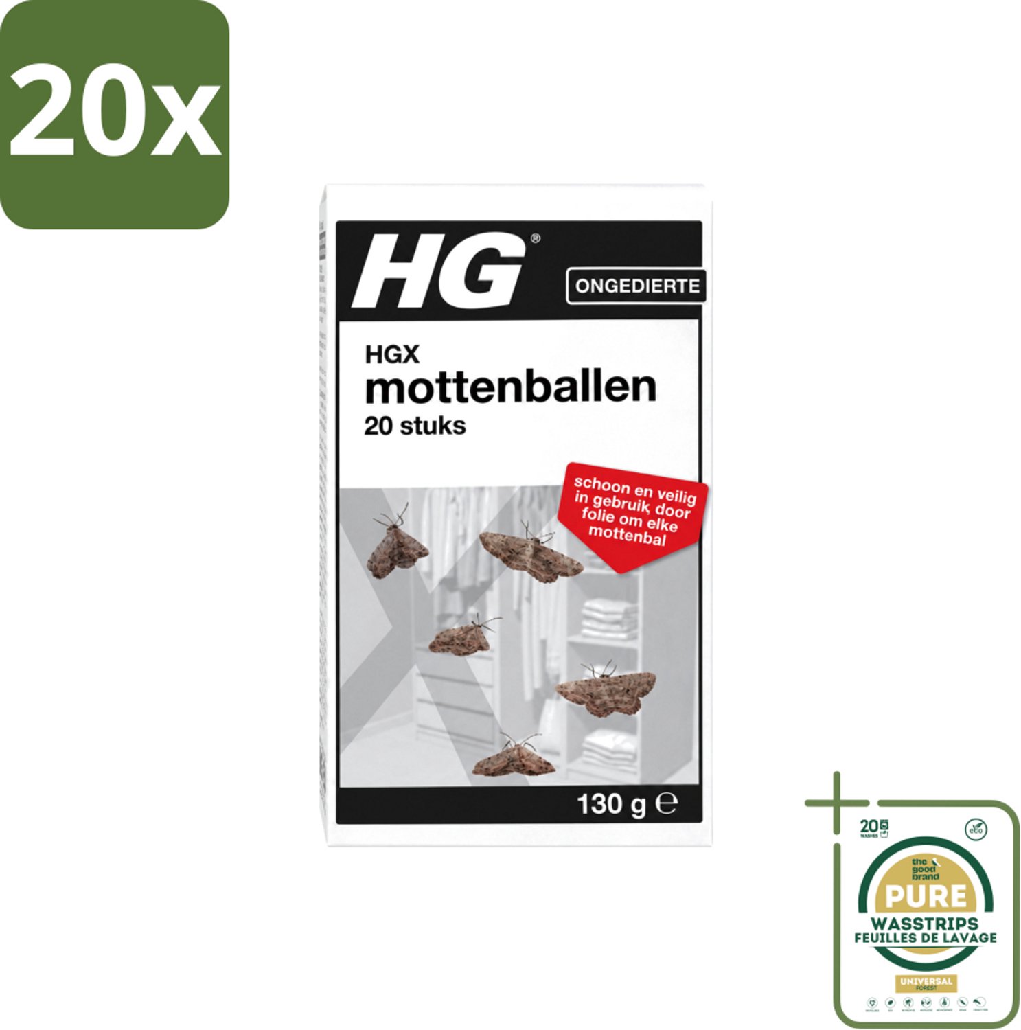 20 x HG X - Ongedierte - Mottenballen - Schoon & Veilig - 20 Mottenballen - Wasstrips - Mottenbestrijding - Mottenballen - Nachtvlinders - Mottenlarven - Kleding Beschermen