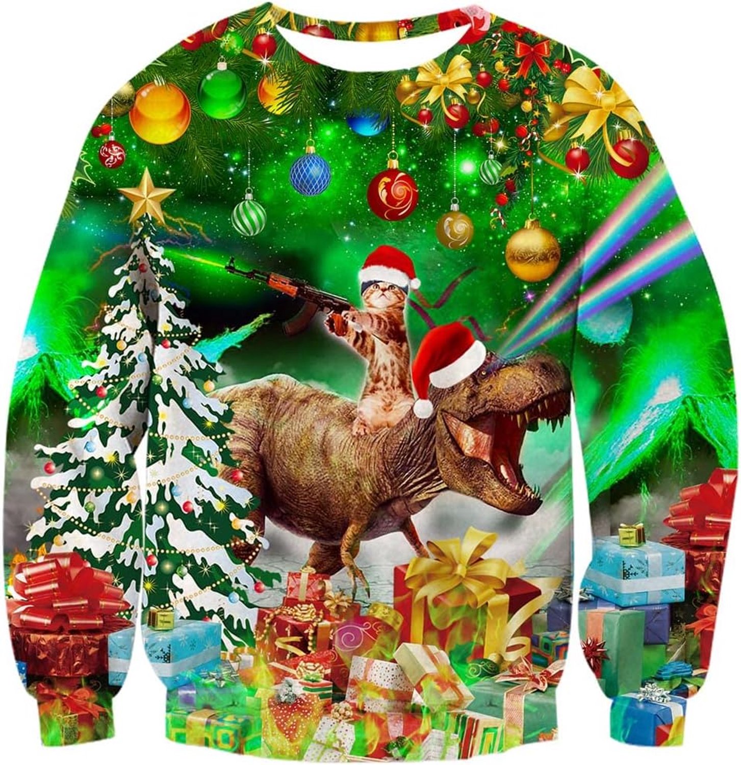 3D-kersttruien, nieuwigheid Kerstmis, dier, elf, bedrukt sweatshirt, lange mouwen, T-shirt