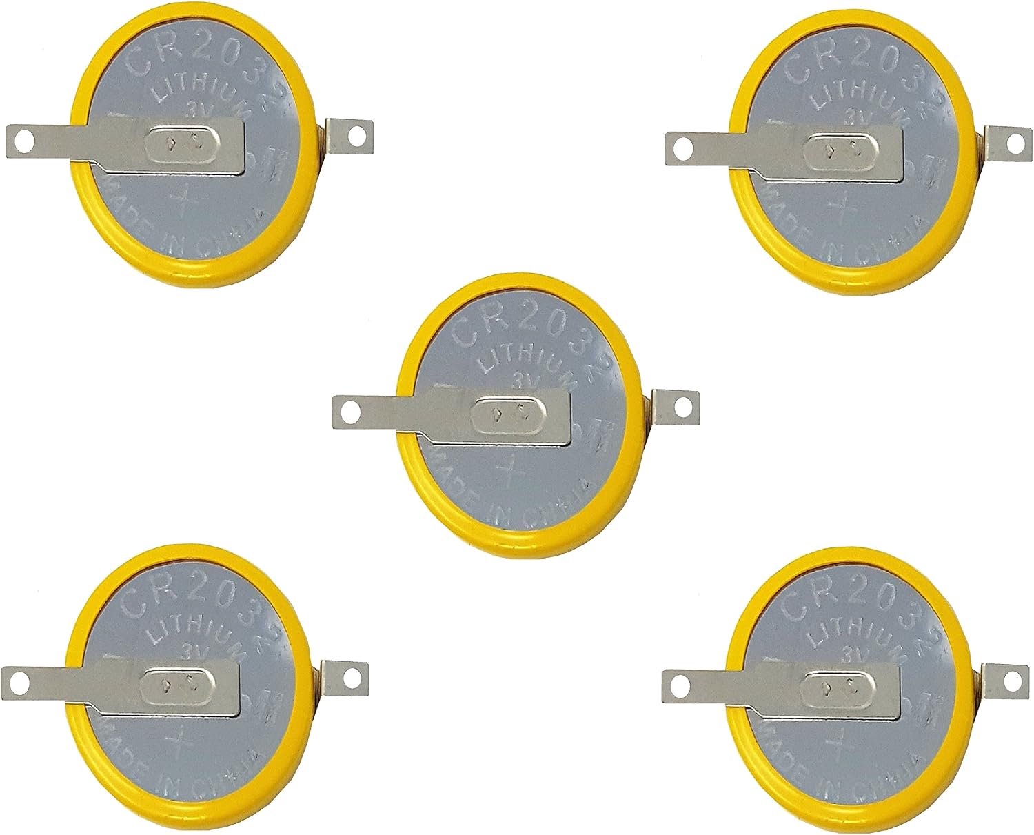5 x F2-CMOS batterij/accu BIOS BR / CR2032-1F2 met soldeervlag 3 V voor PC wegwerp v