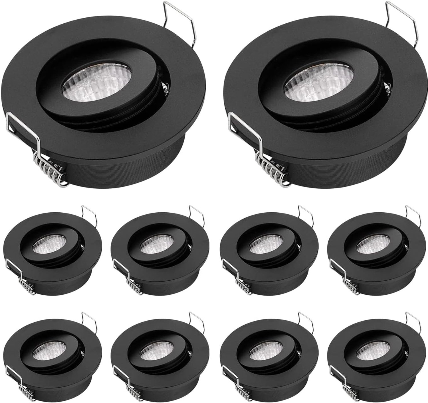 Set van 10 nieuwe led-plafondlampen, 30 graden, draaibaar, led, COB-spot, 3 watt + driver, 3000 K, warm wit
