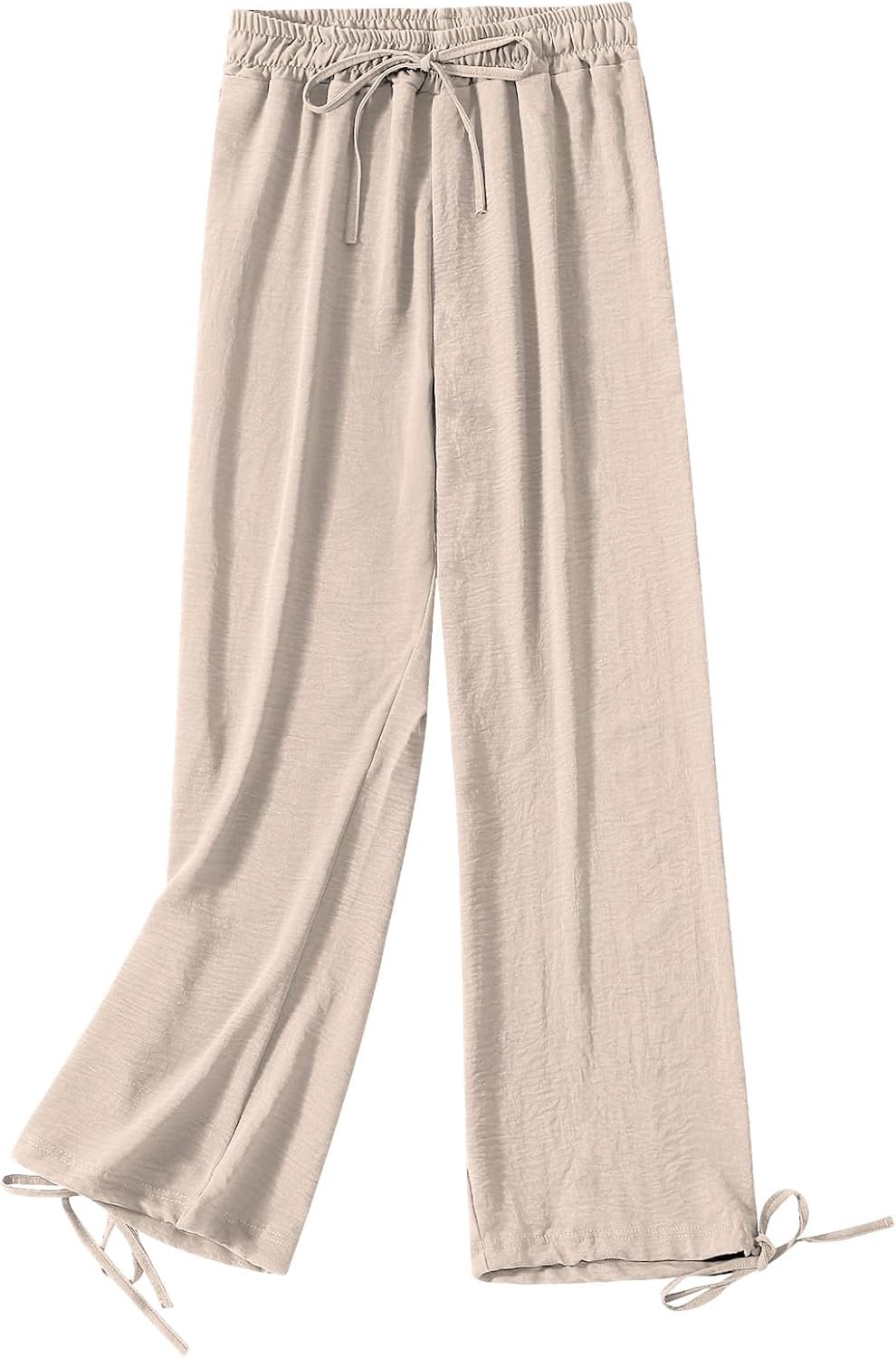 Damesbroek met hoge tailleband met wijde pijpen, casual broek, elastisch met trekkoord