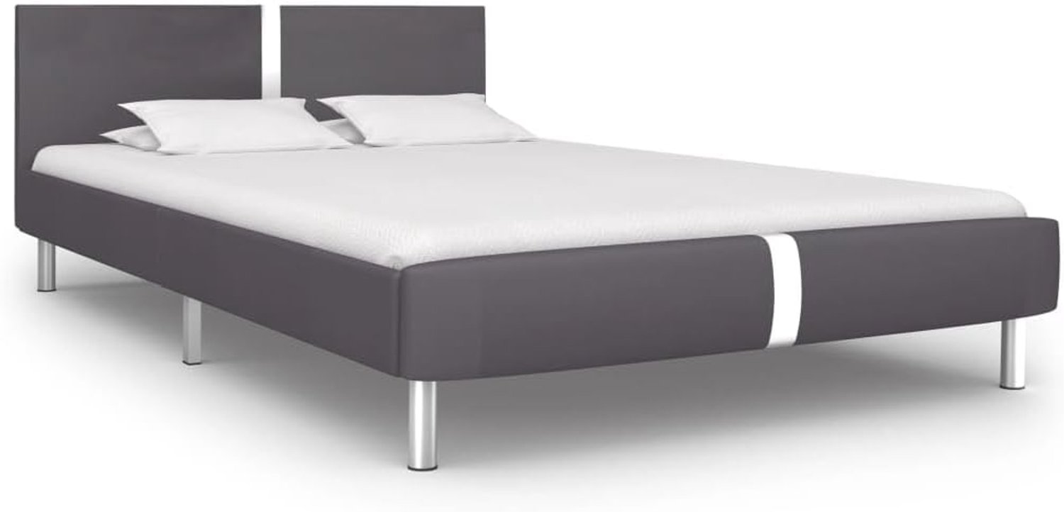 Bed tweepersoonsbed bedframe grijs kunstleer 140 x 200 cm geschikt voor familiekamers
