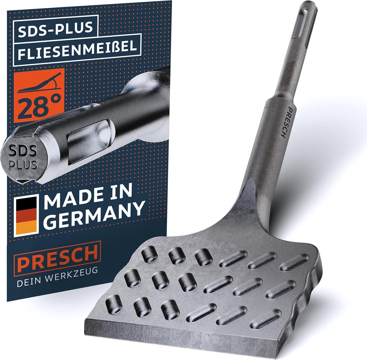 PRESCH SDS Plus Fliesenmeißel 75mm - Extra Breit & Robust