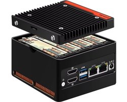 Mini-NAS-server - Netwerkopslag - Bestanden delen - Vier M.2 NVMe-slots - 10x10x5.8 cm - Zwart